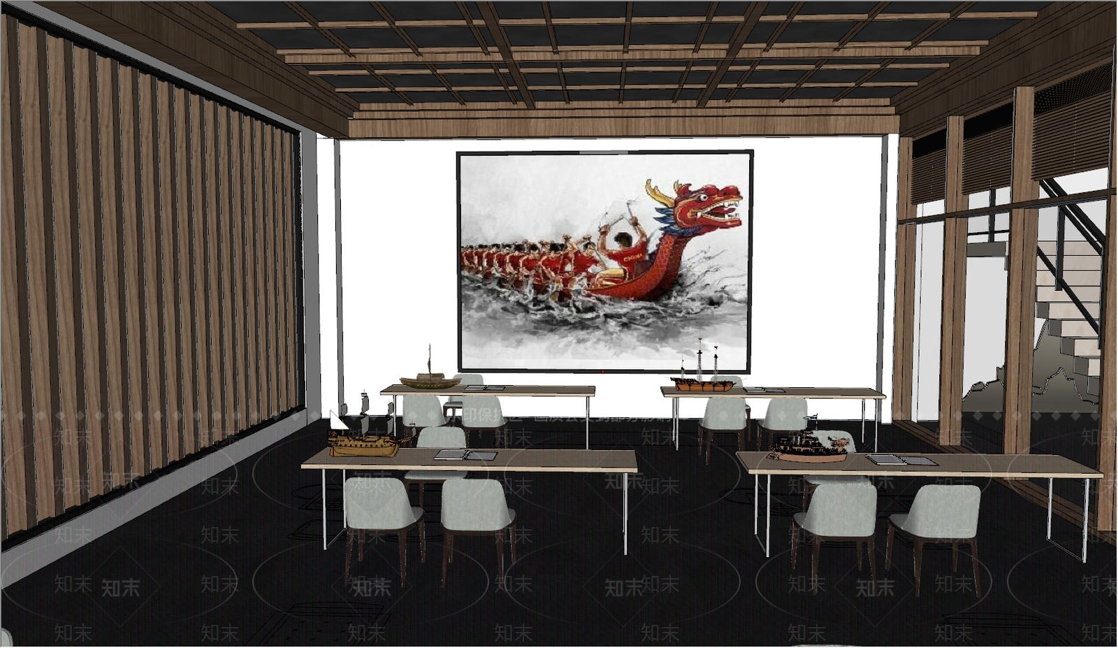 新中式休息区SU模型下载【ID:894893513】