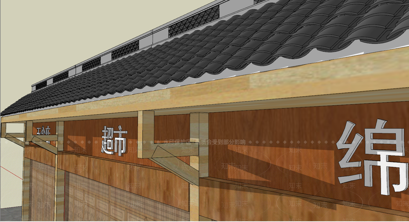 新中式门面SU模型下载【ID:394897975】