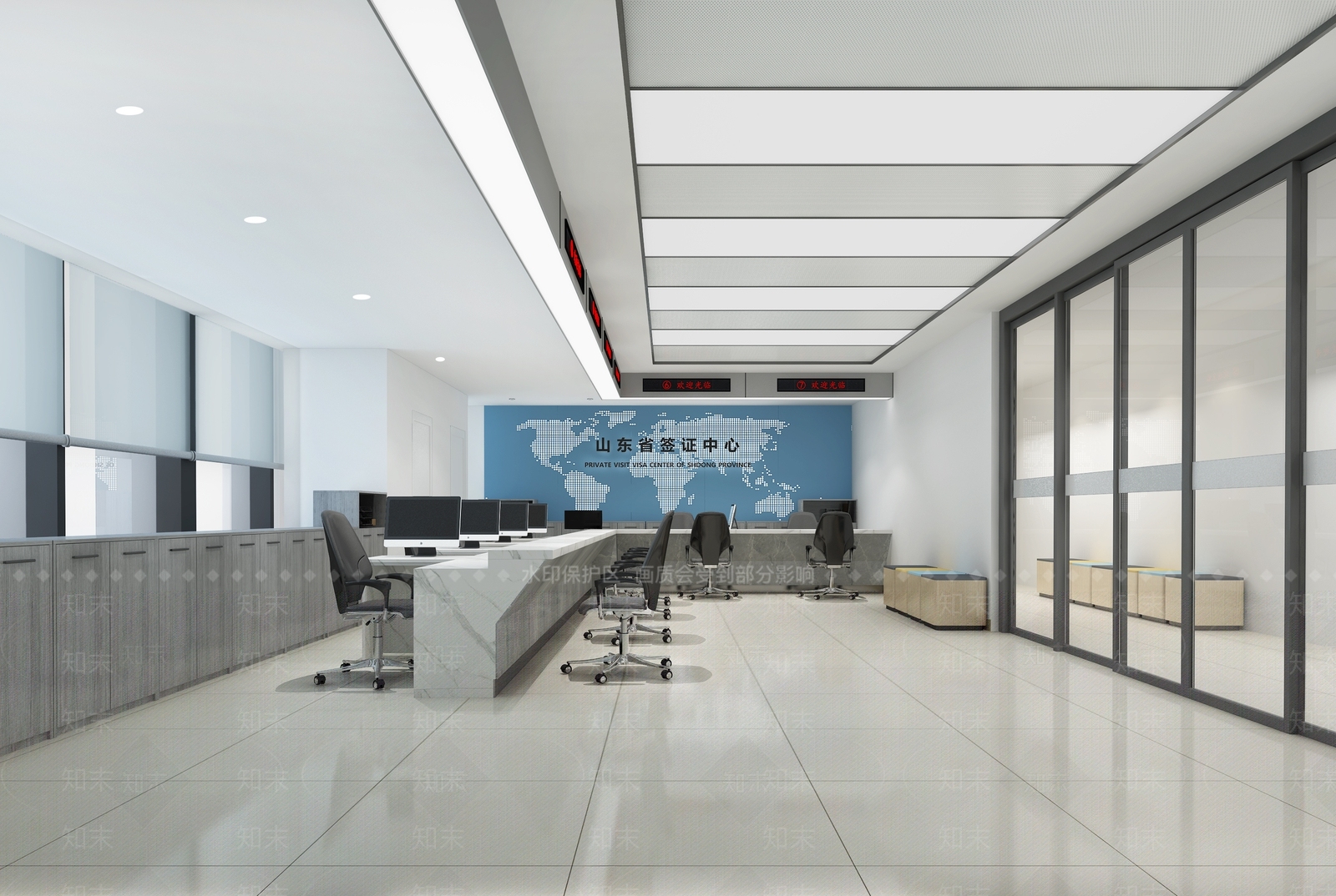现代办公大厅3D模型下载【ID:595334097】