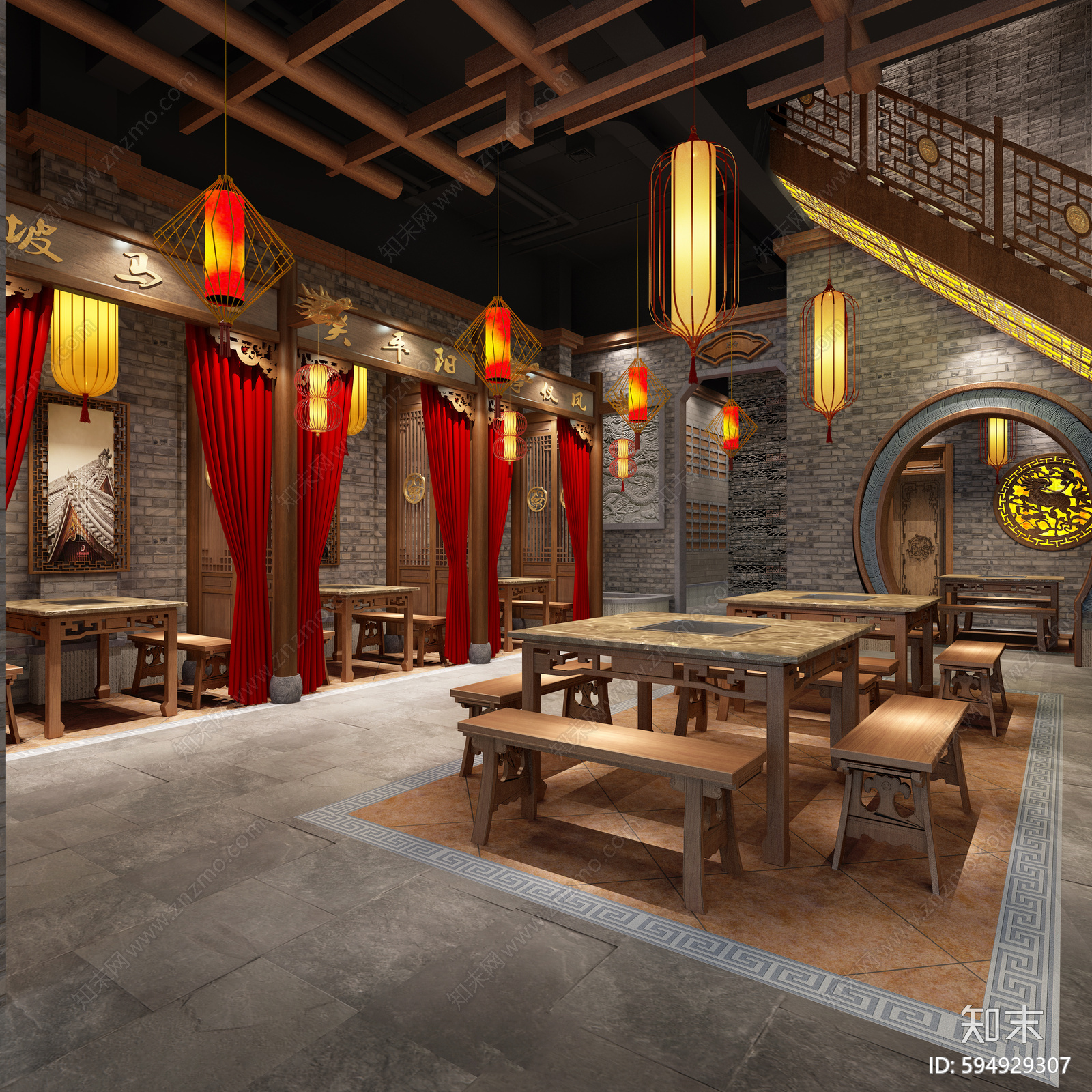 火锅店cad施工图下载【ID:594929307】