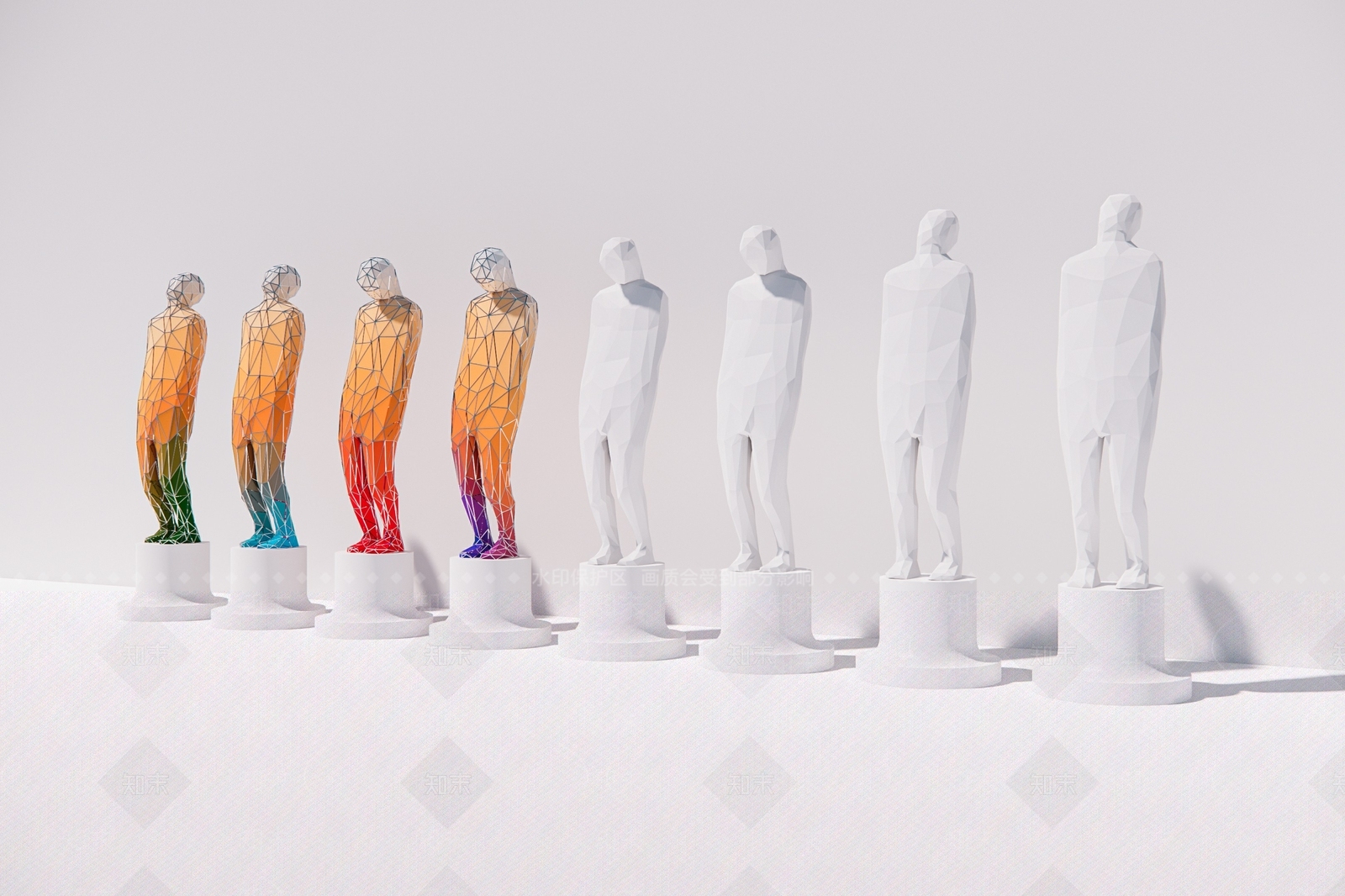 现代创意几何人体雕塑SU模型下载【ID:694948847】