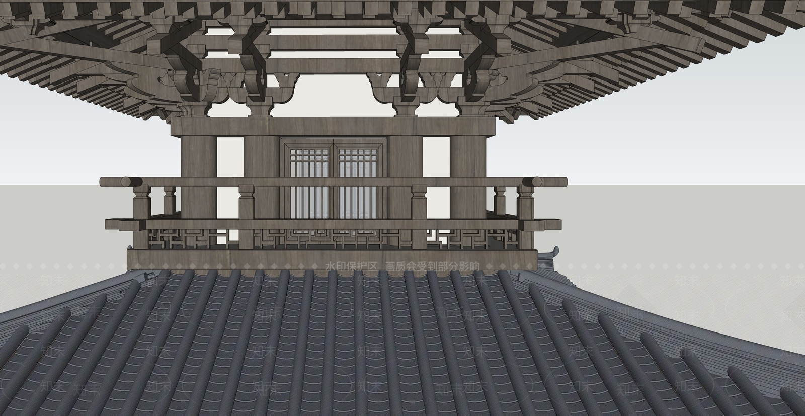 中式塔楼SU模型下载【ID:994954863】