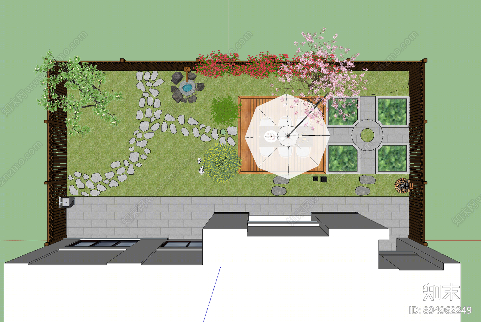 现代庭院花园SU模型下载【ID:894962249】