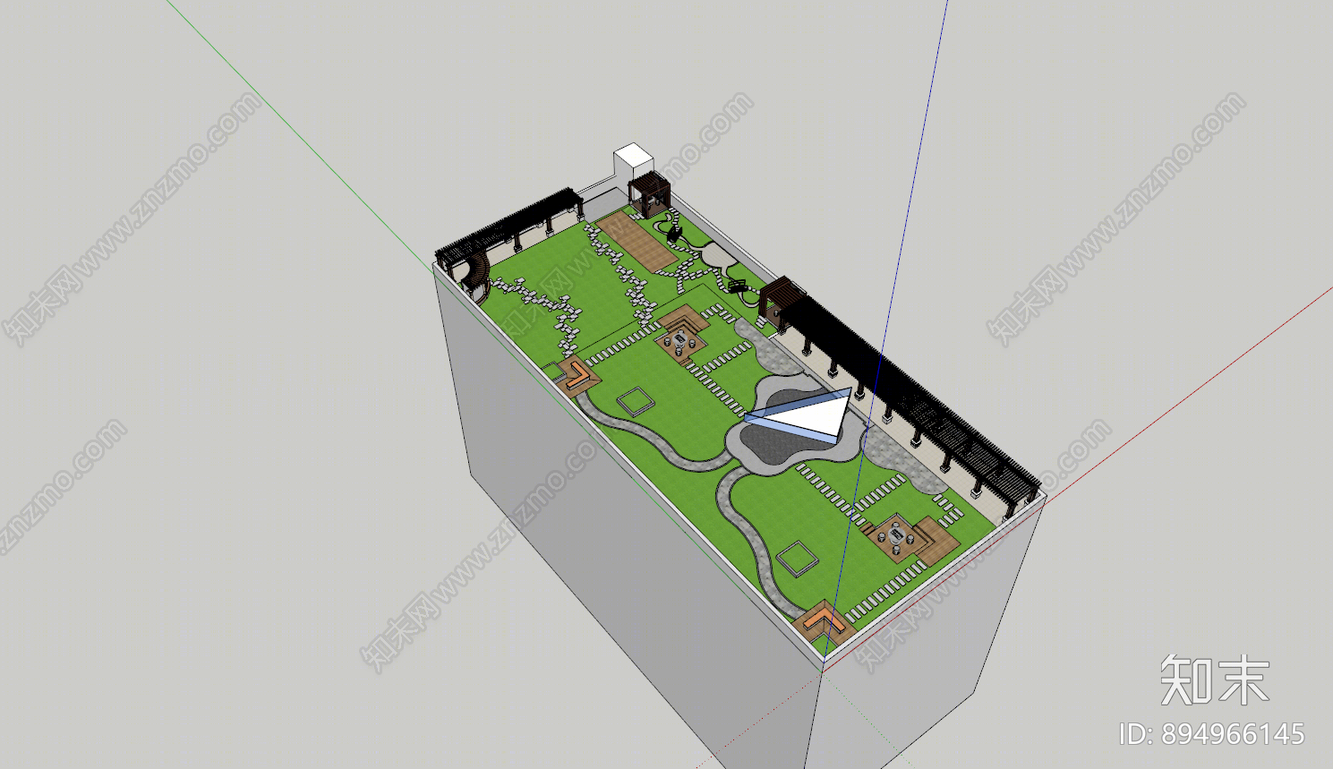 现代屋顶花园SU模型下载【ID:894966145】