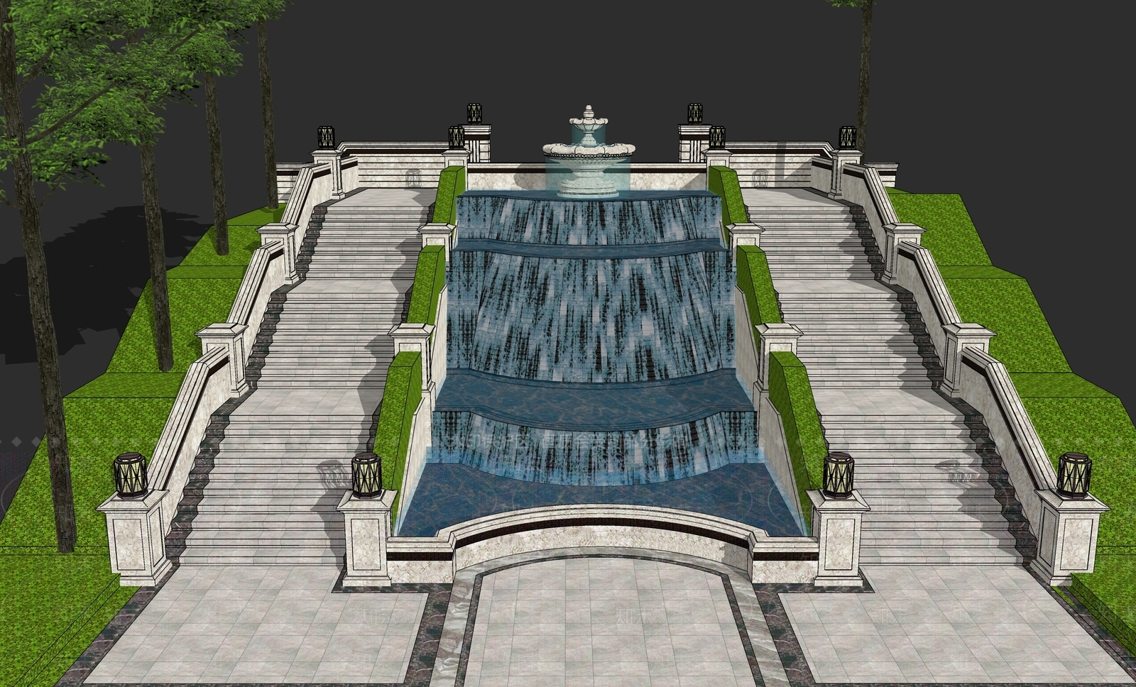 欧式水景SU模型下载【ID:794980416】