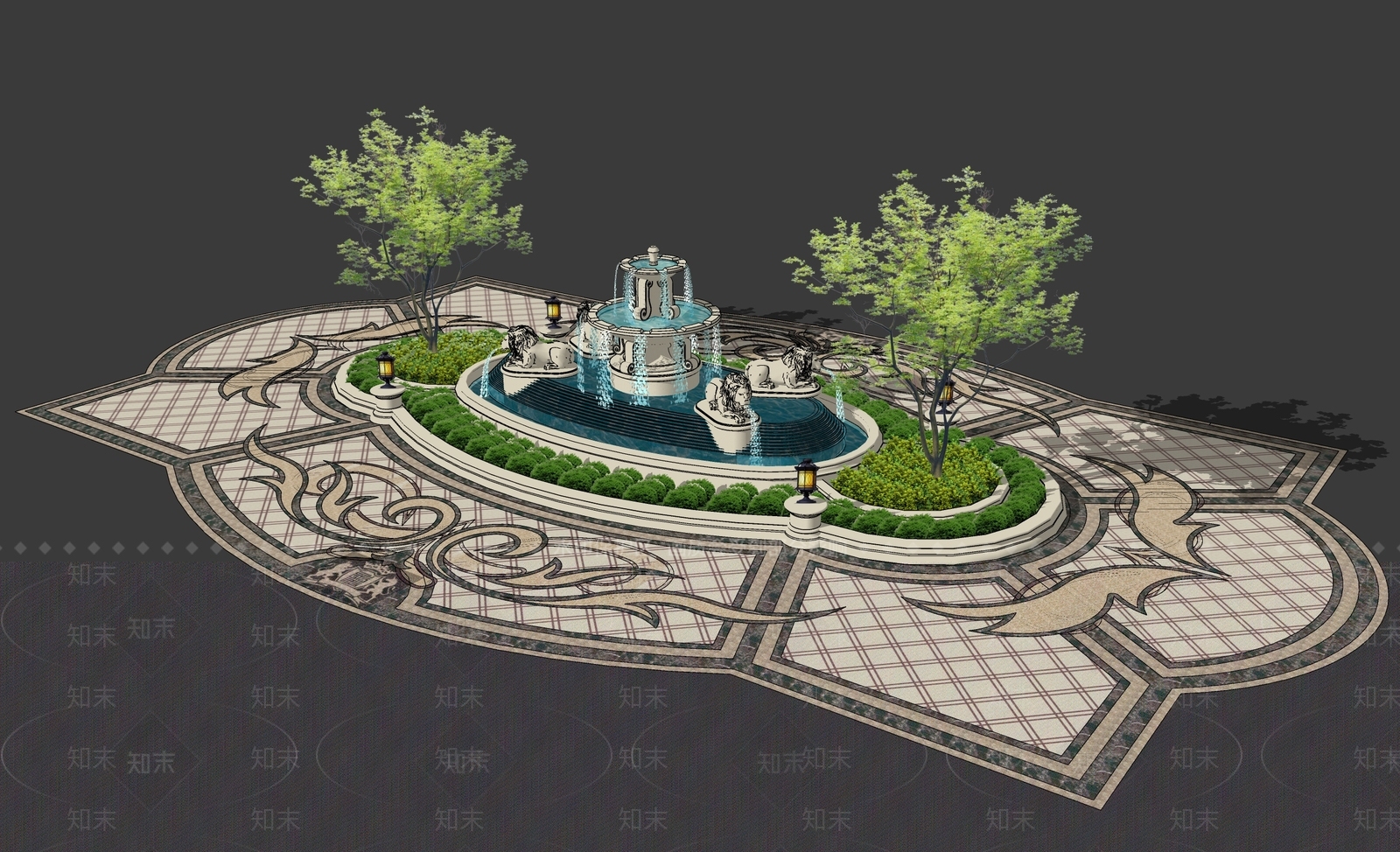 欧式假山水景SU模型下载【ID:794980495】