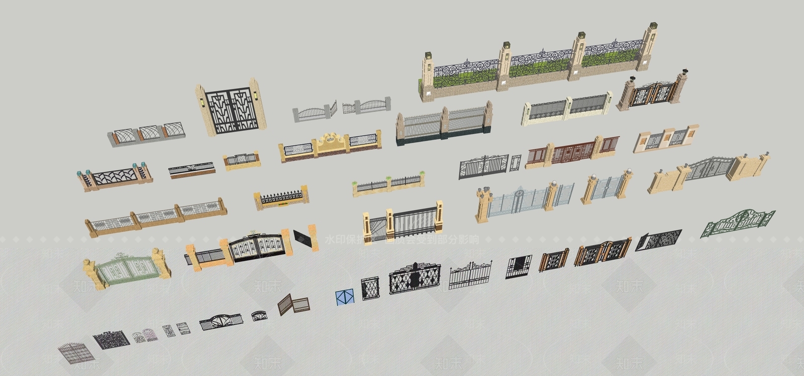 欧式铁艺大门SU模型下载【ID:894995776】