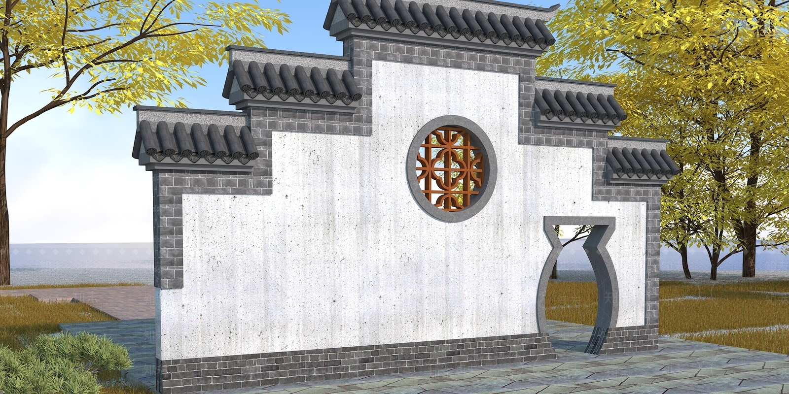 中式牌楼牌坊3D模型下载【ID:295015879】