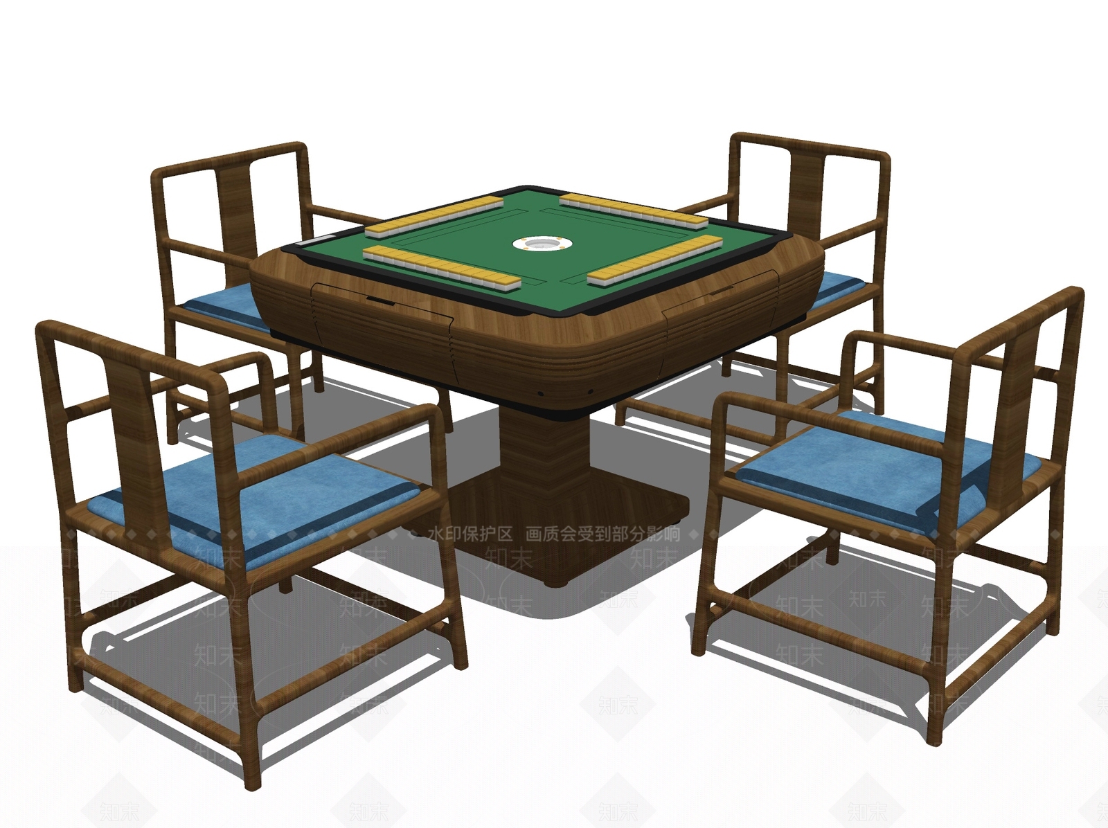 新中式休闲桌椅SU模型下载【ID:495022211】