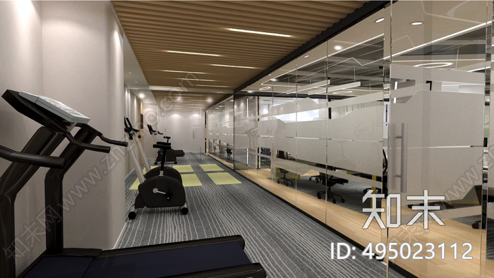 赋安办公室效果图cad施工图下载【ID:495023112】