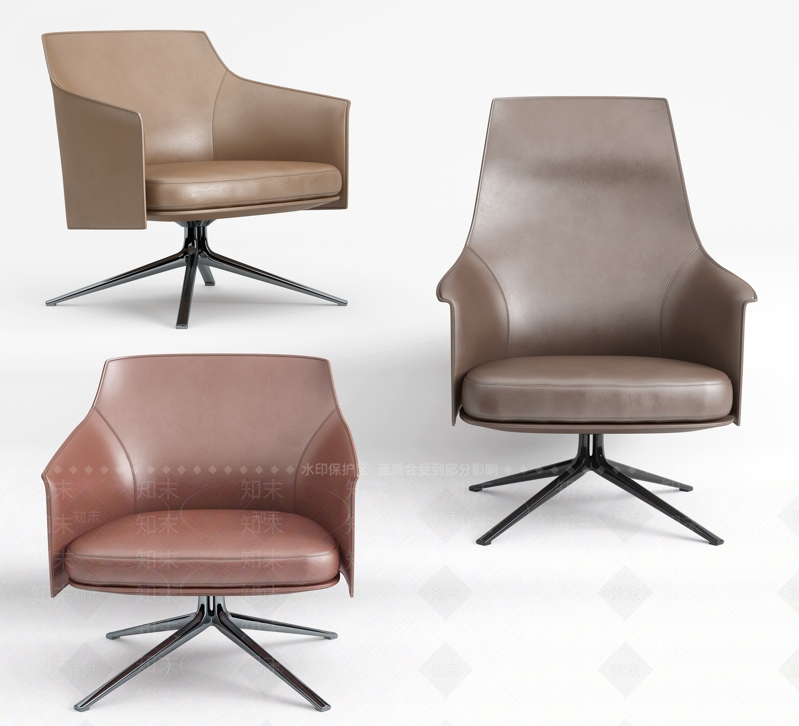 现代椅子凳子组合3D模型下载【ID:395048517】