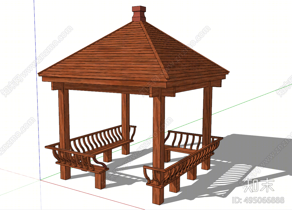 中式亭子SU模型下载【ID:495066888】