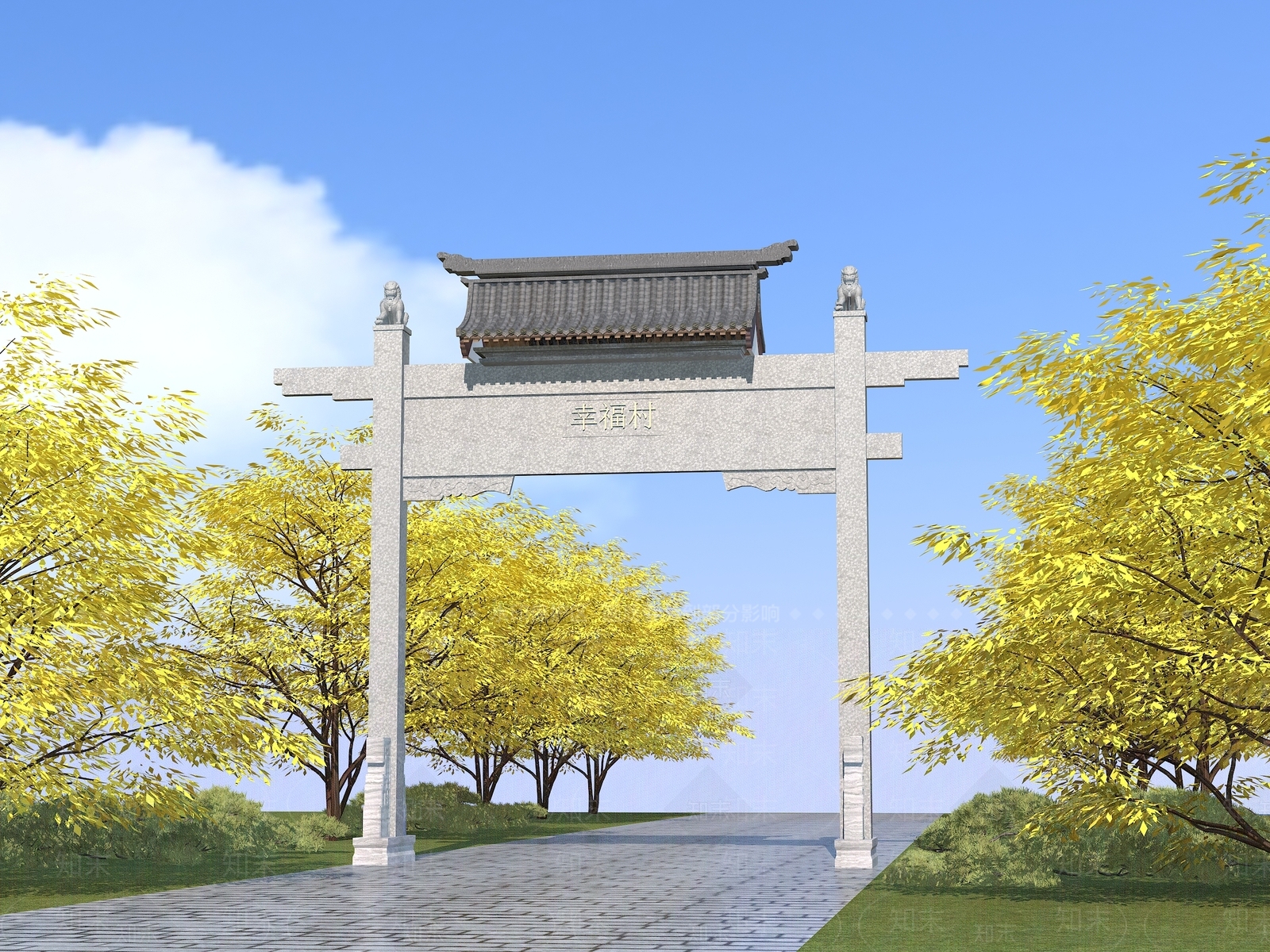 中式牌楼牌坊3D模型下载【ID:295080877】