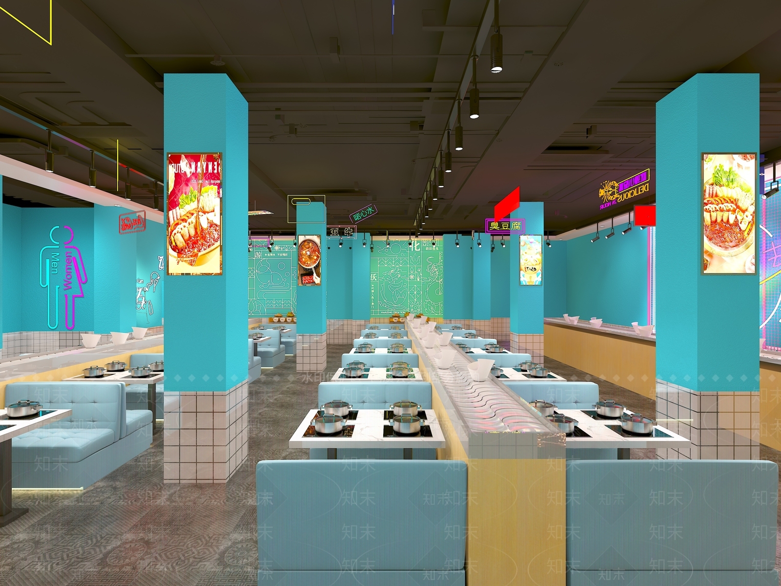 工业风旋转火锅店3D模型下载【ID:395098212】