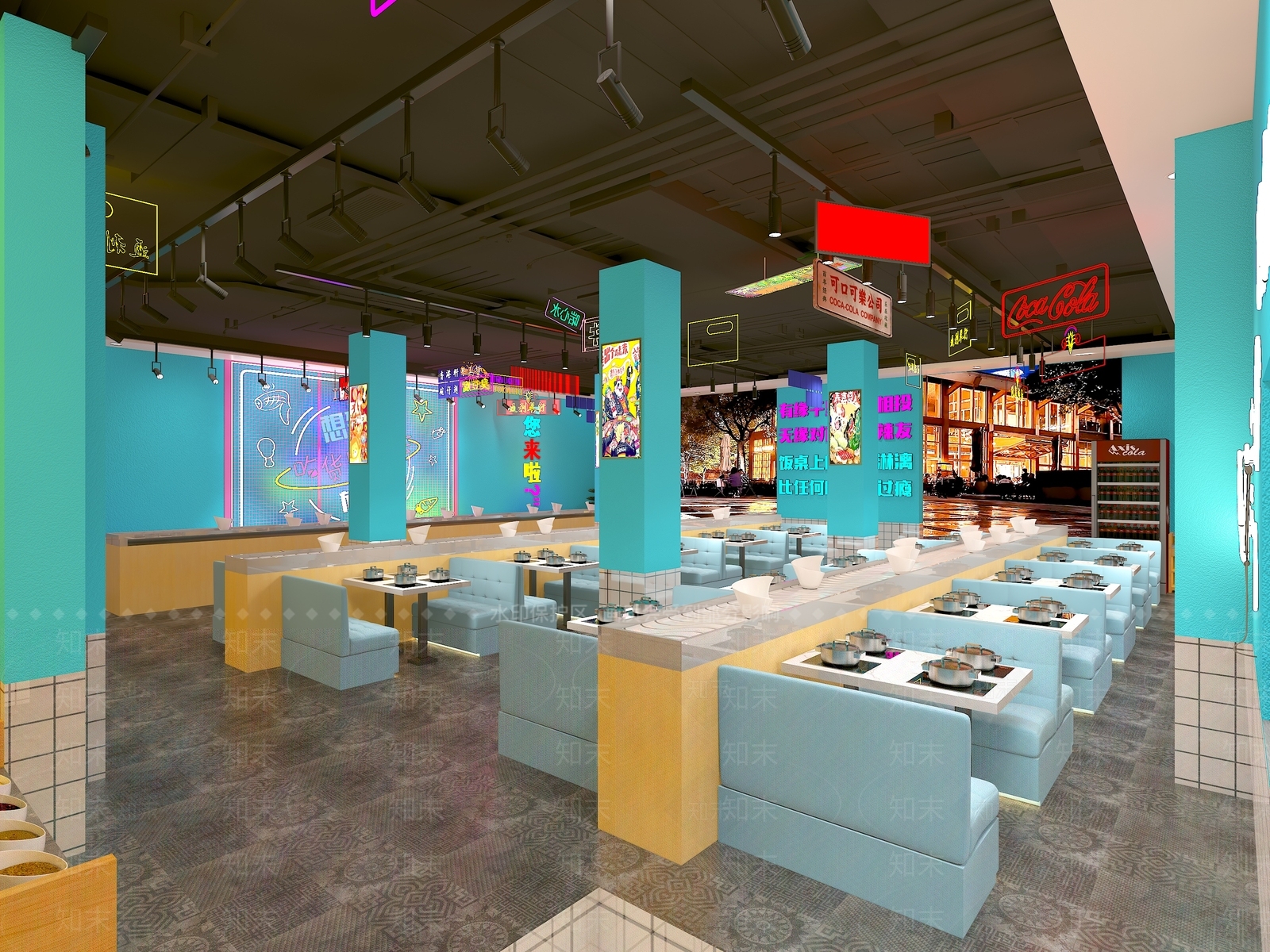 工业风旋转火锅店3D模型下载【ID:395098212】