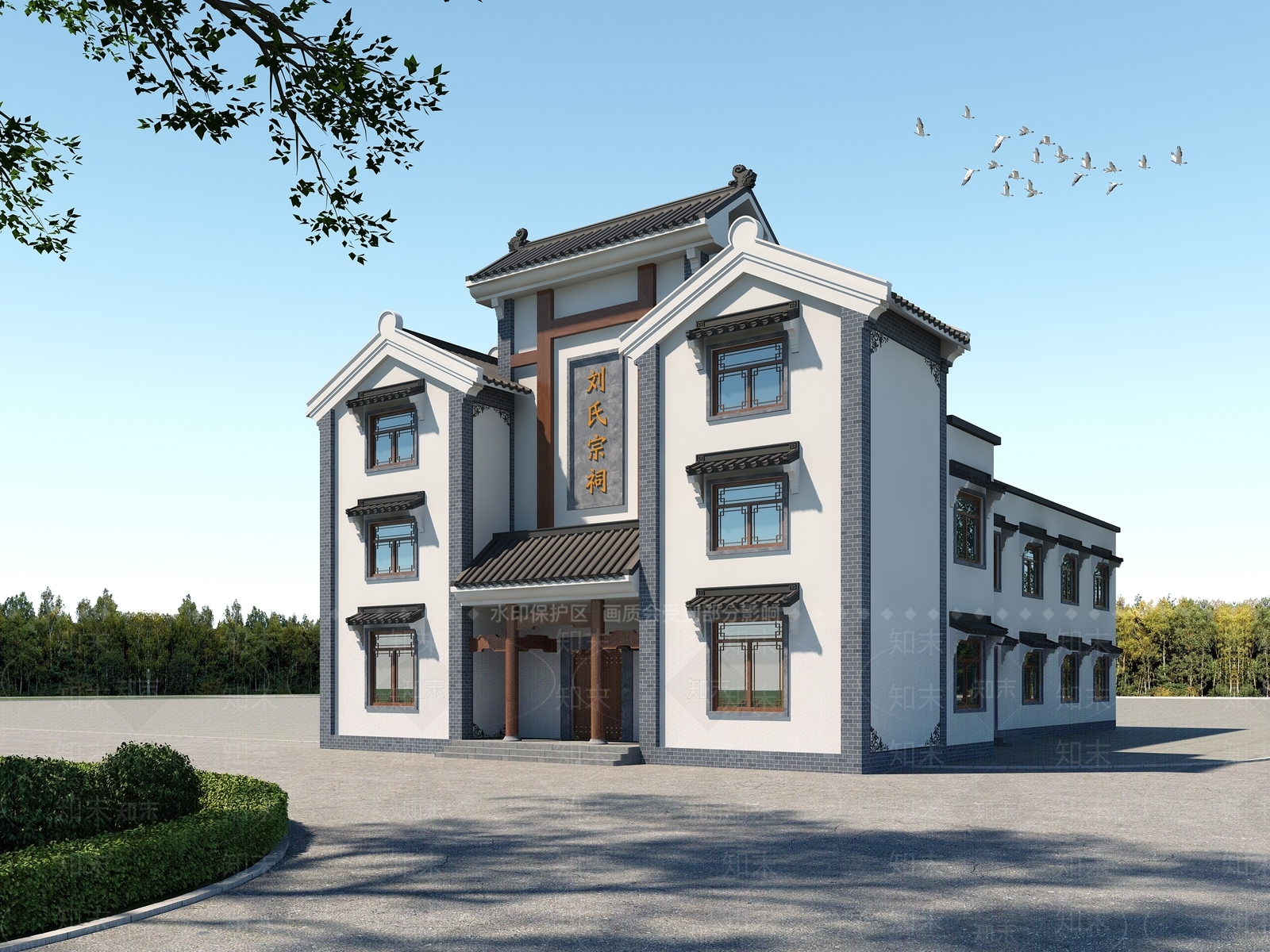 新中式祠堂3D模型下载【ID:695105809】