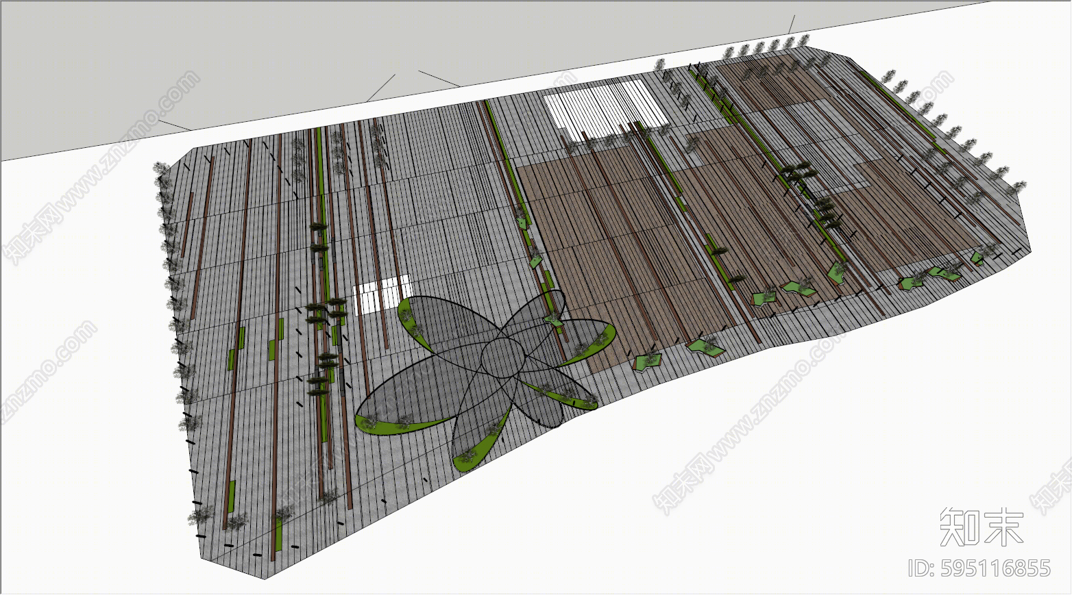 现代广场景观SU模型下载【ID:595116855】
