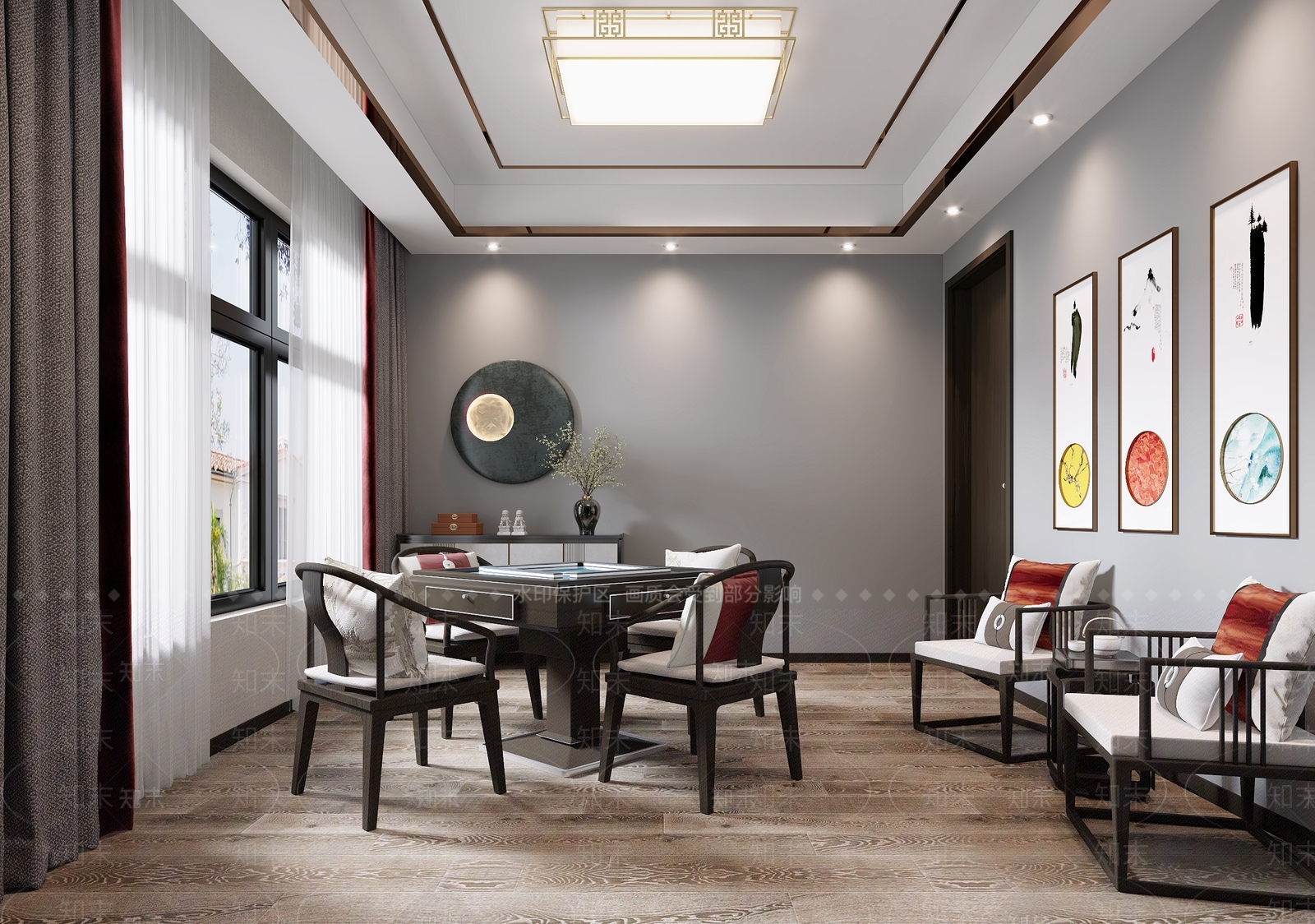 新中式棋牌室3D模型下载【ID:995143019】