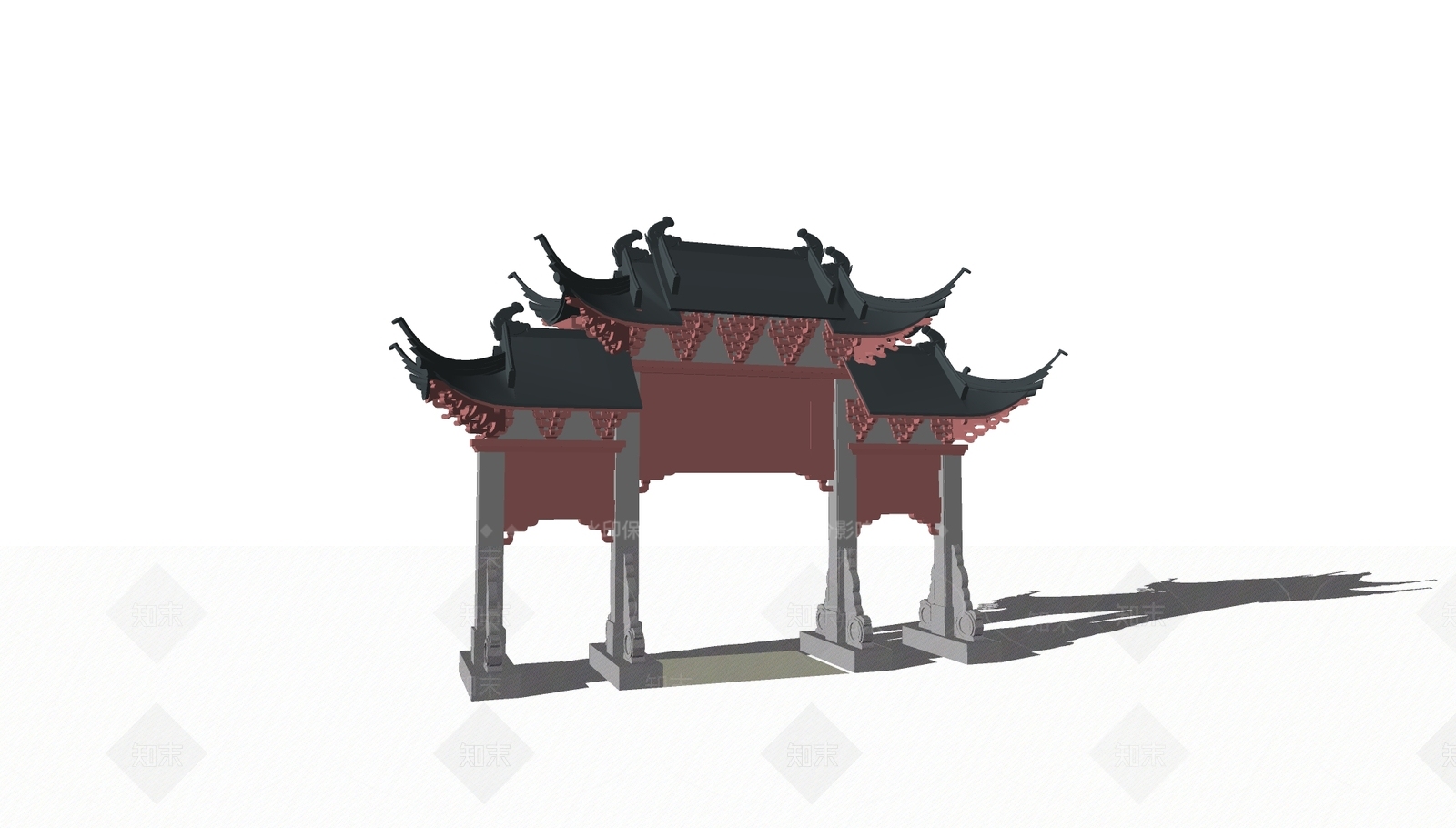 中式牌坊牌楼SU模型下载【ID:495150545】