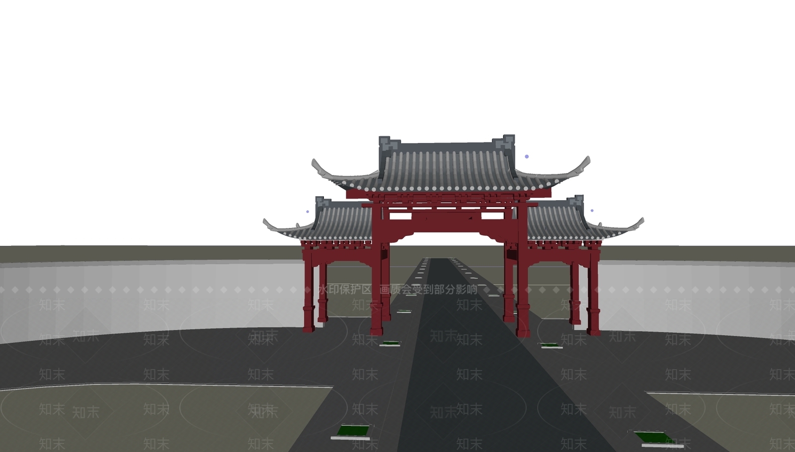 中式牌坊牌楼SU模型下载【ID:495150561】