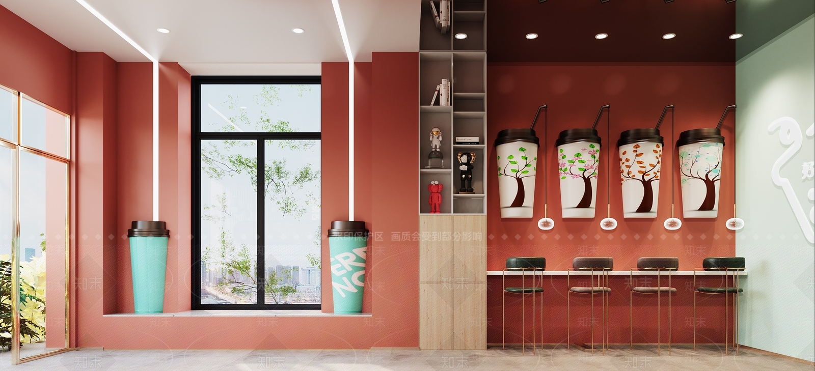 现代奶茶咖啡店3D模型下载【ID:395154433】