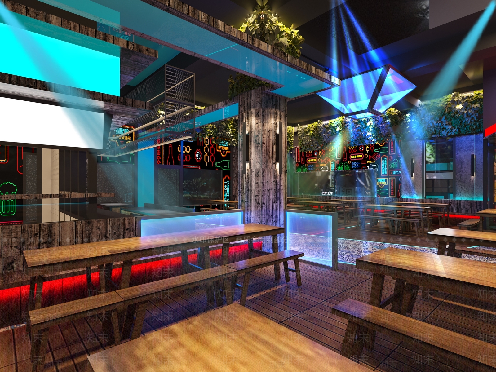 工业风烧烤店3D模型下载【ID:395155432】