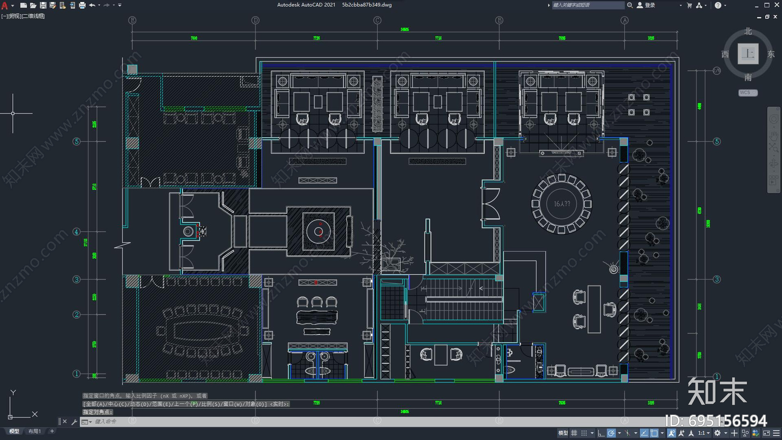 中式茶饮会所施工图下载【ID:695156594】
