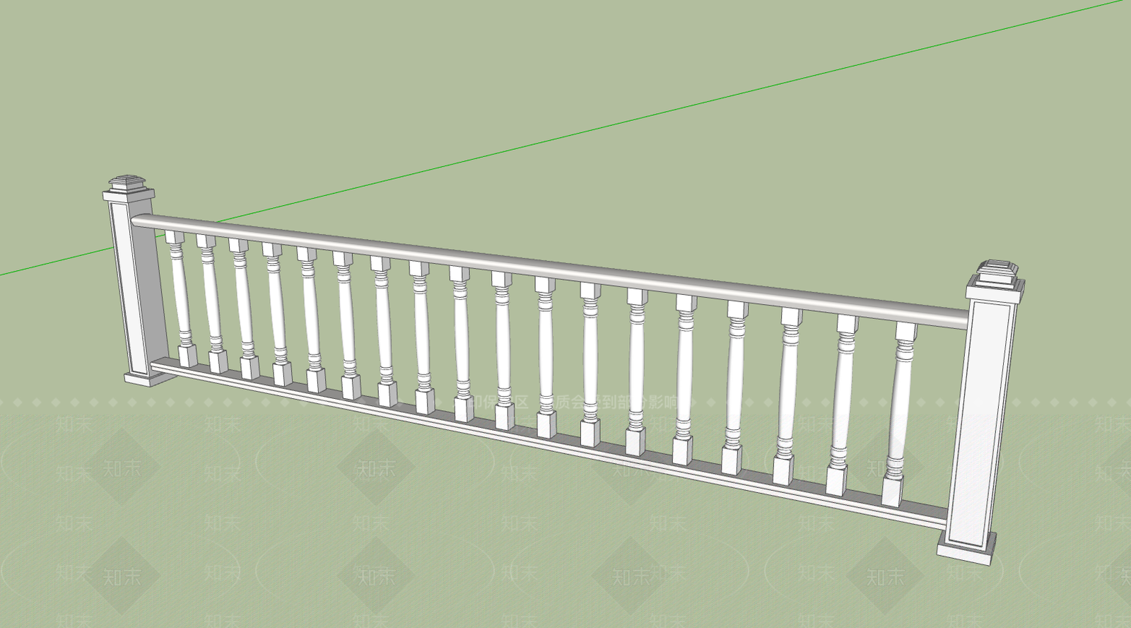 现代木艺栏杆SU模型下载【ID:495182239】