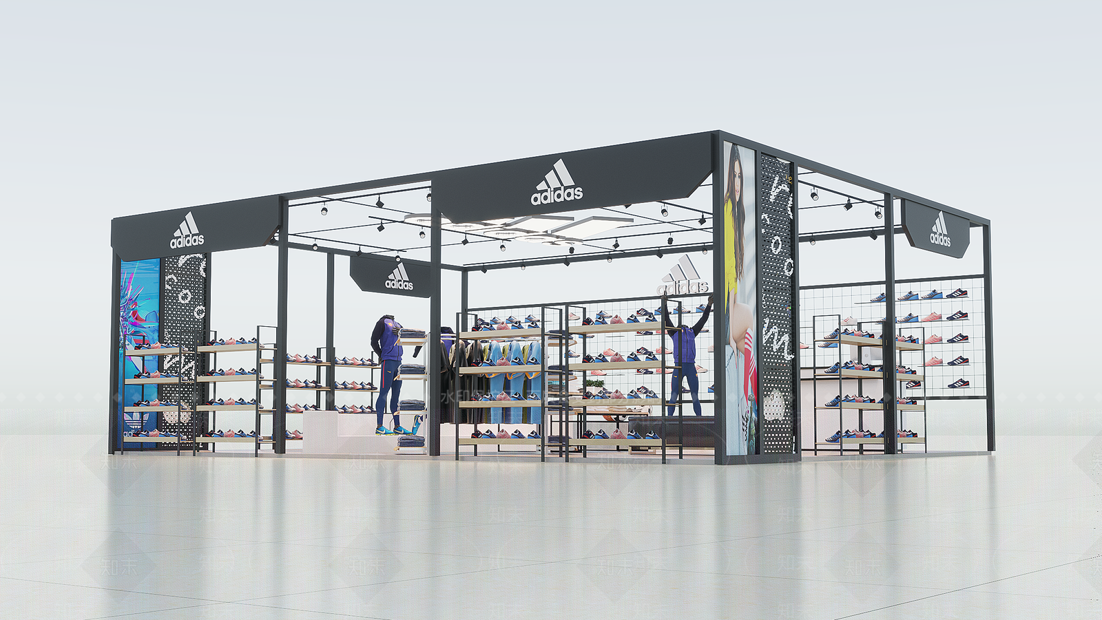 现代运动品牌展厅3D模型下载【ID:595221479】