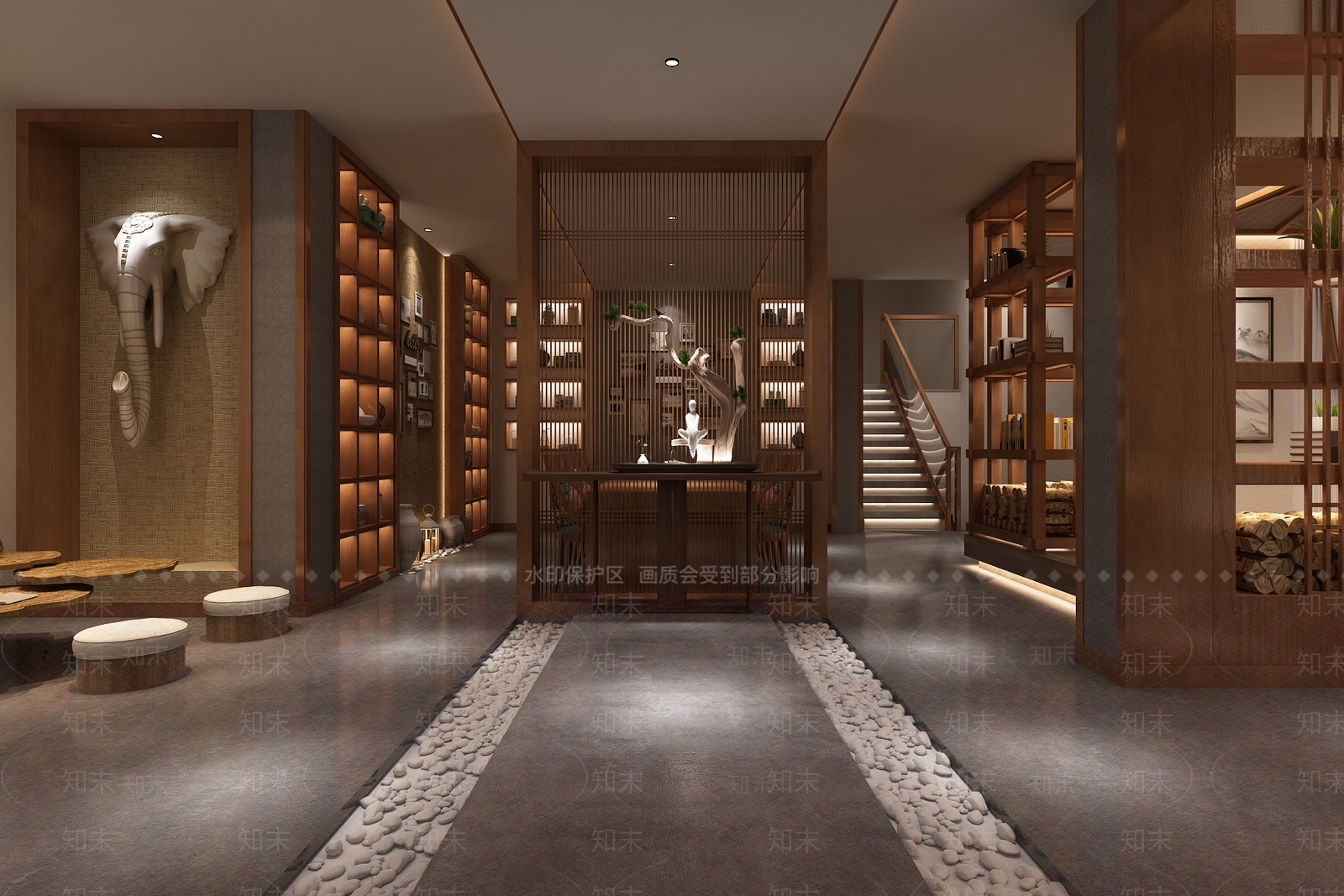 东南亚民宿大堂3D模型下载【ID:995234634】