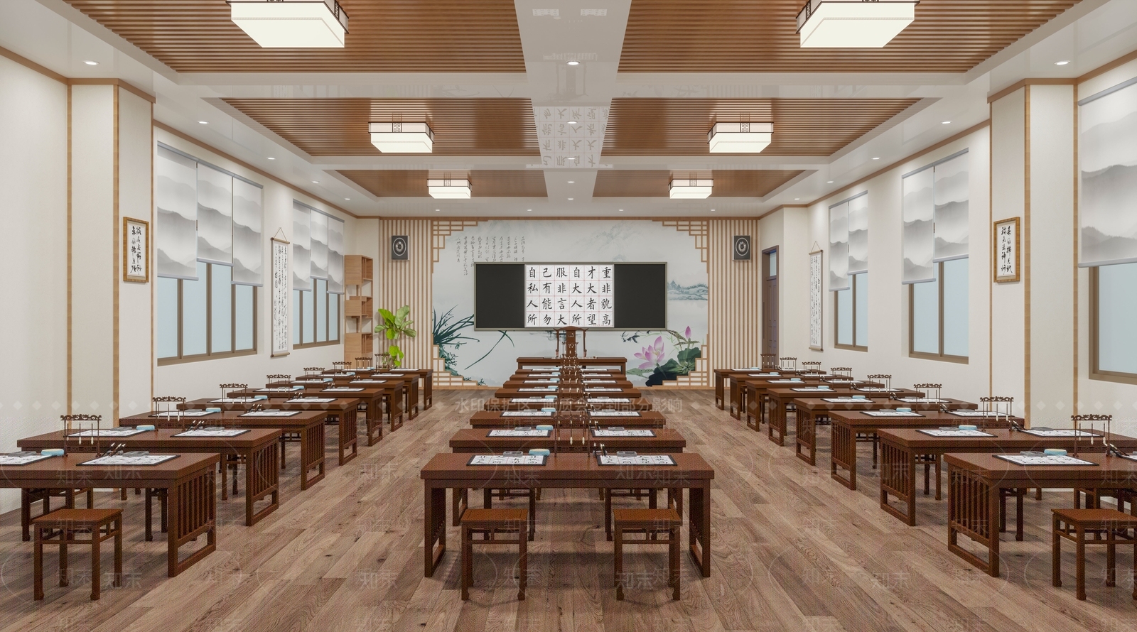 新中式书法教室3D模型下载【ID:595234040】