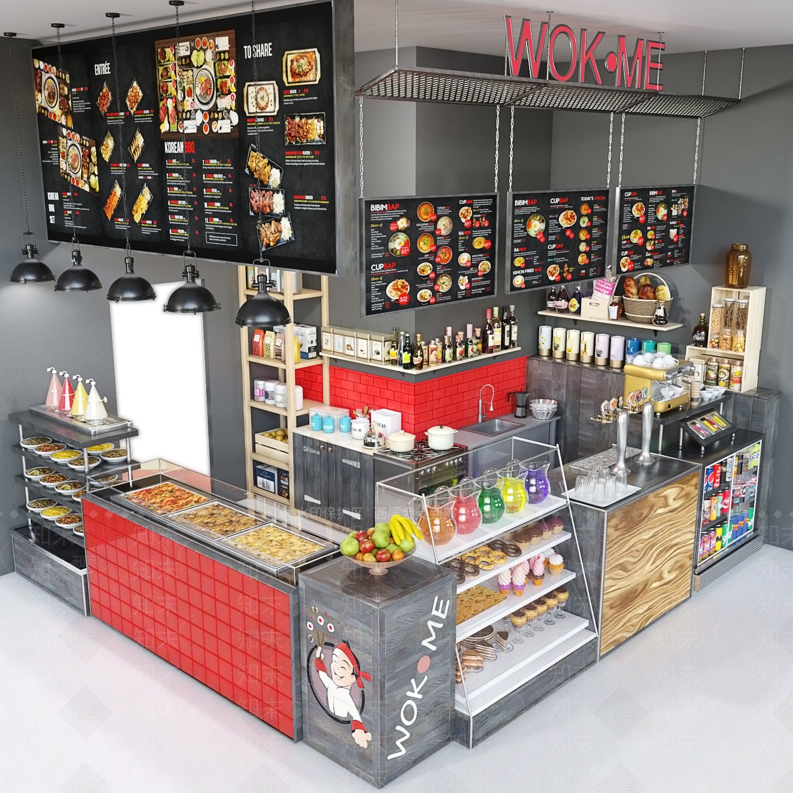工业风奶茶咖啡店3D模型下载【ID:295254881】