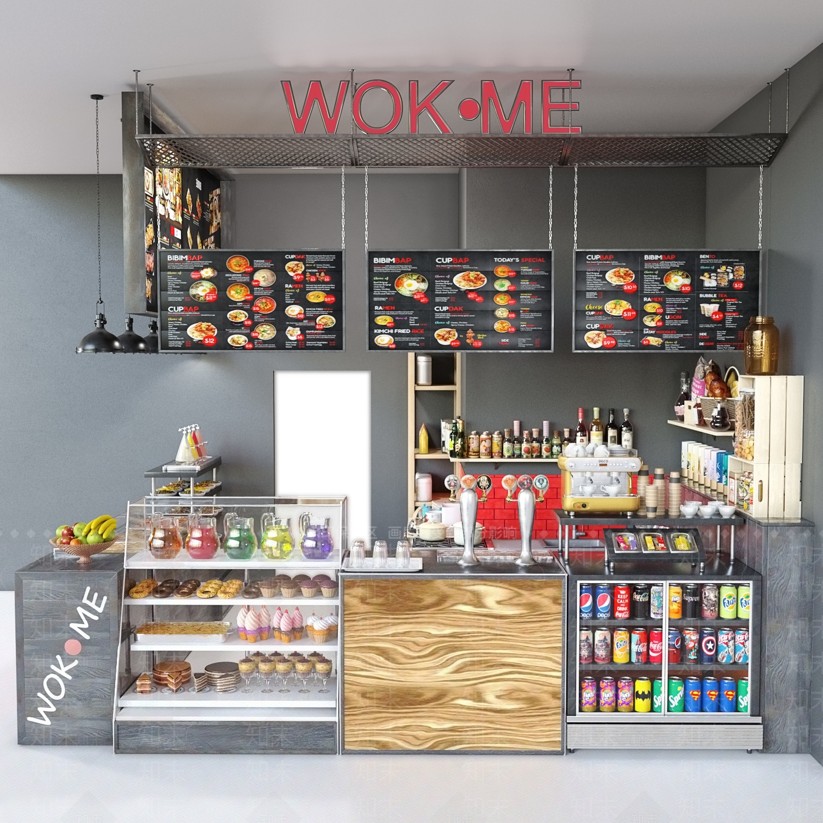 工业风奶茶咖啡店3D模型下载【ID:295254881】