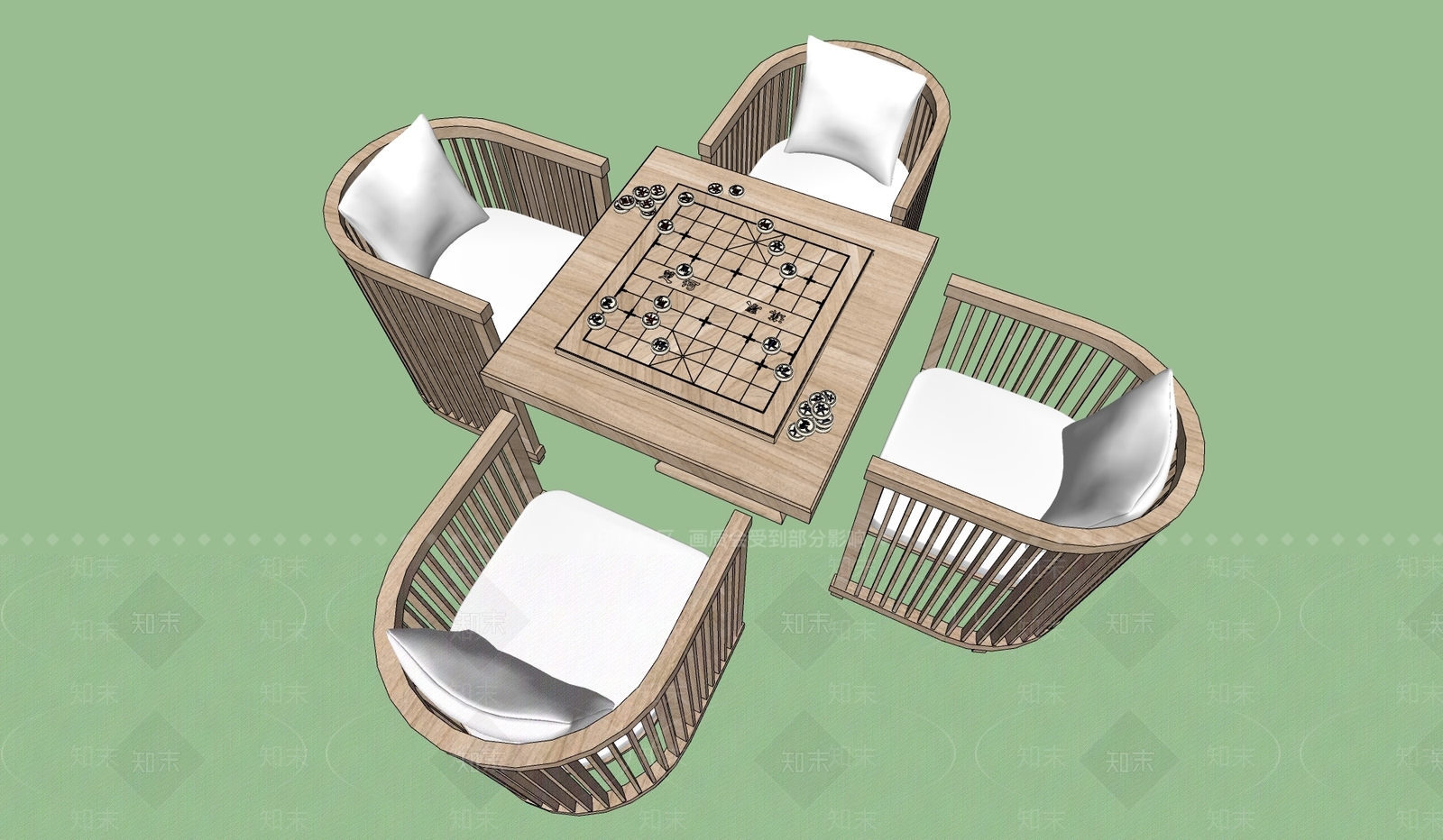 现代棋牌桌SU模型下载【ID:995256570】