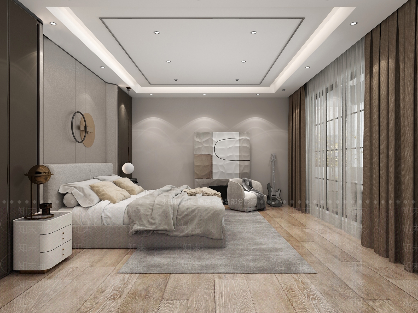 现代民宿卧室3D模型下载【ID:995257628】