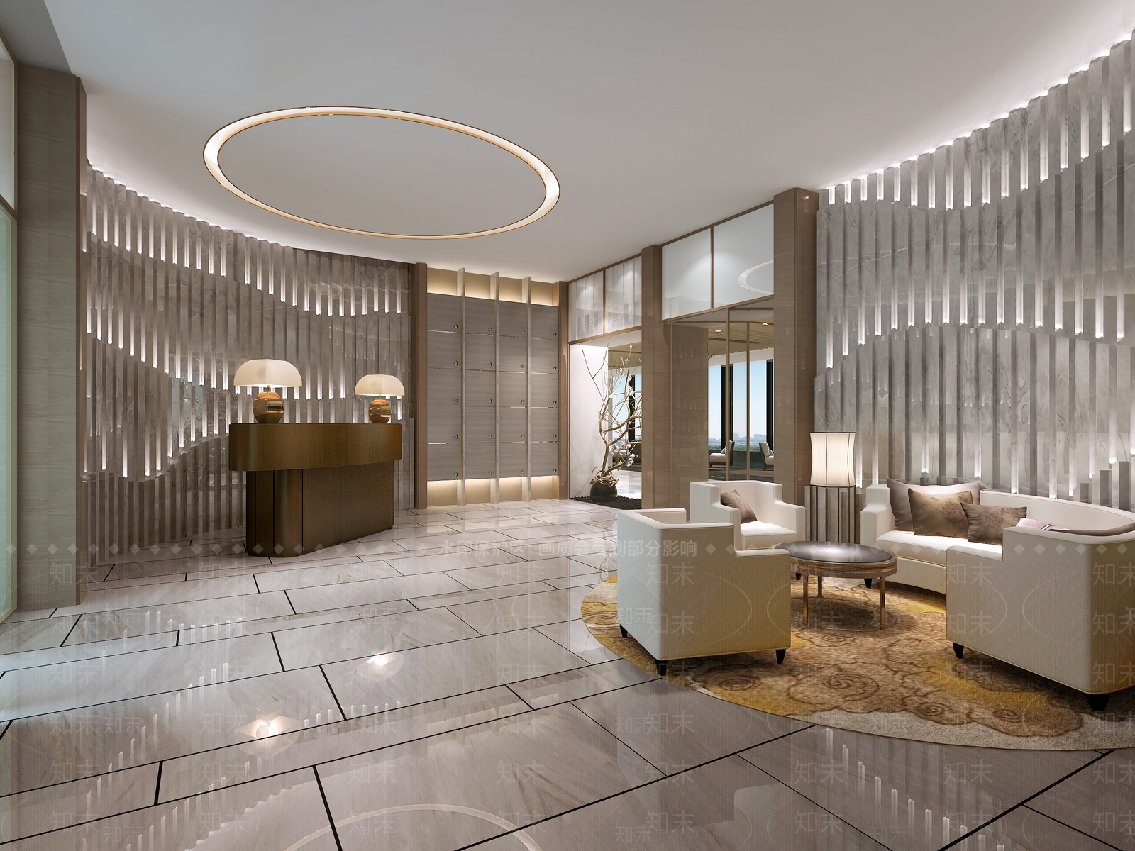 现代会所前台3D模型下载【ID:795257195】