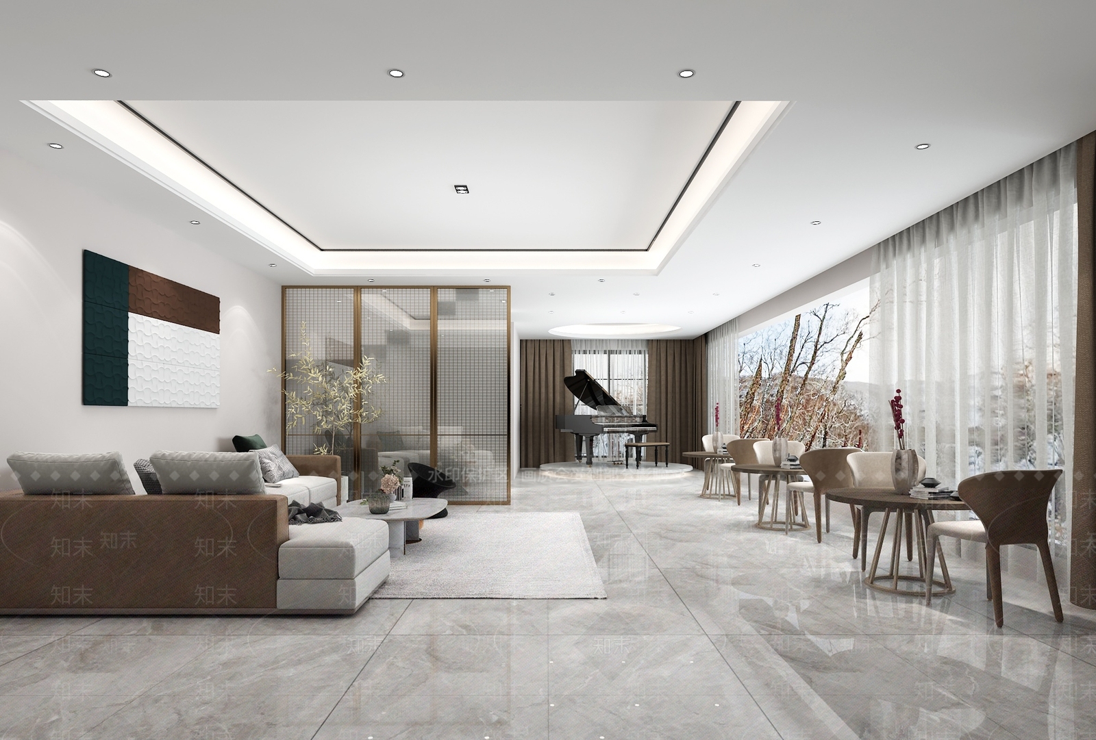 现代民宿休息区3D模型下载【ID:995258637】