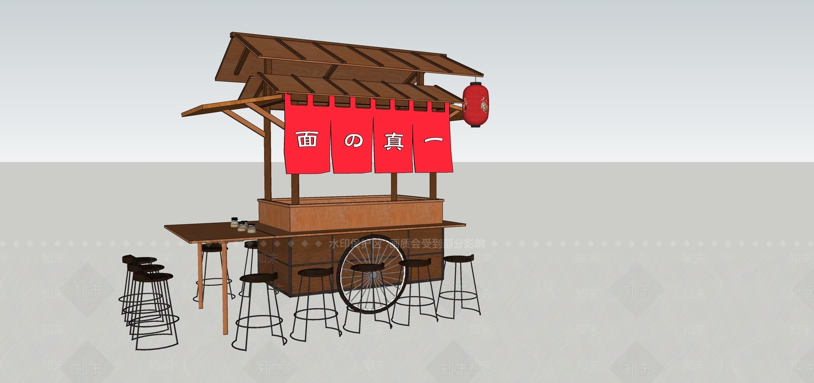 日式贩售亭SU模型下载【ID:595262557】