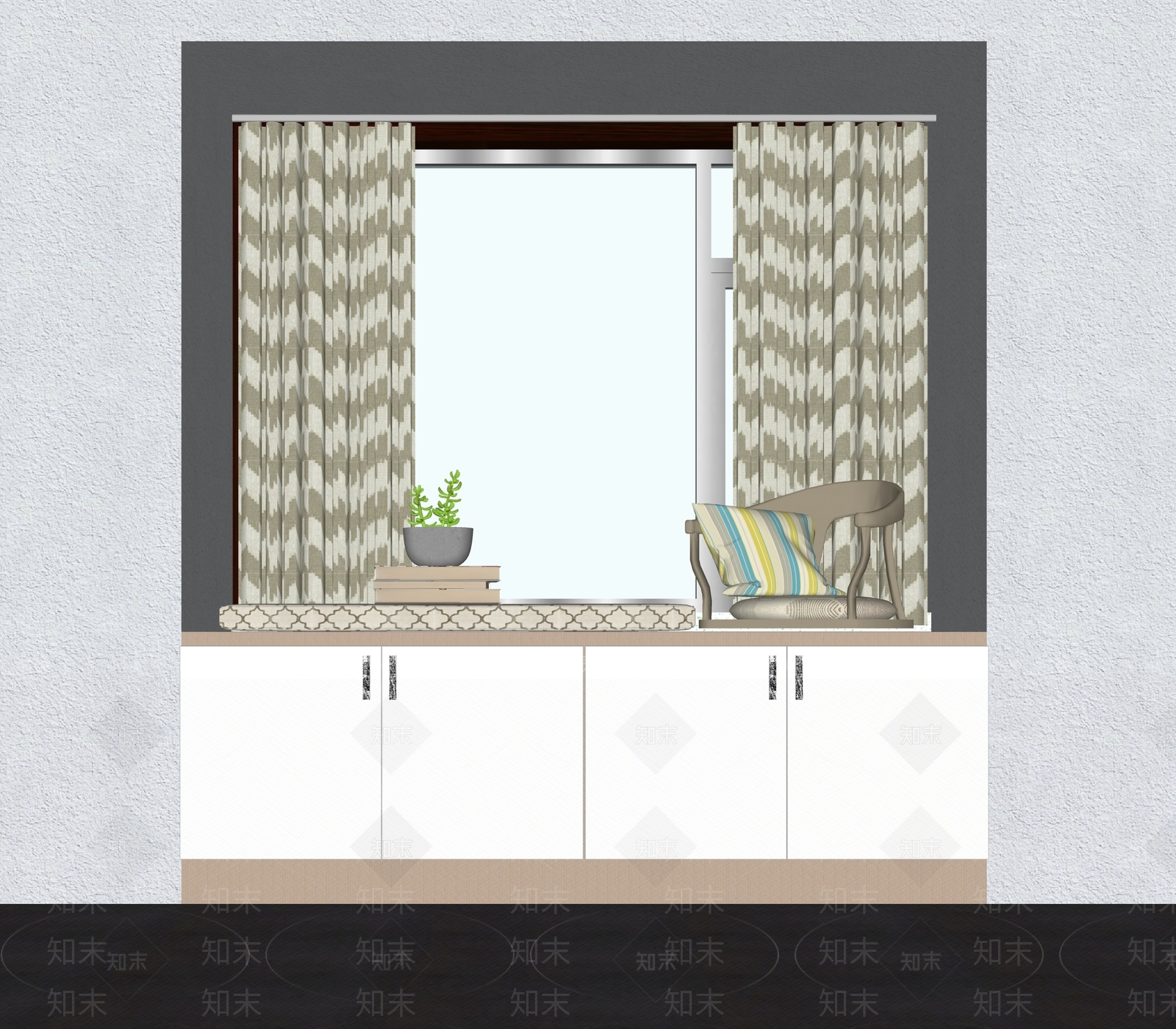 北欧飘窗SU模型下载【ID:495285918】