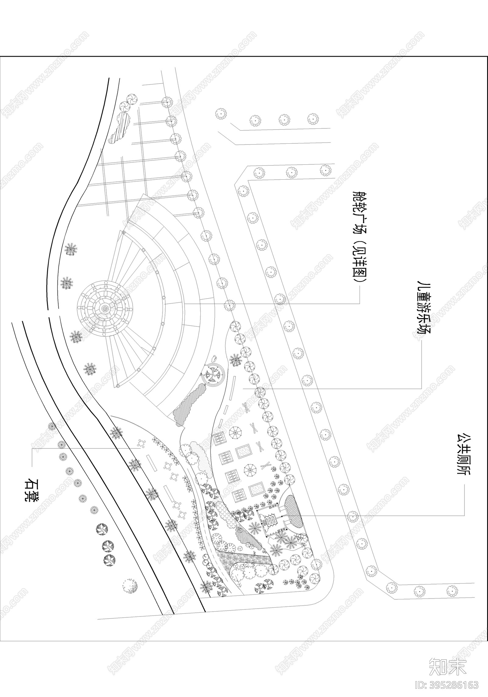 滨水公园规划cad施工图下载【ID:395286163】