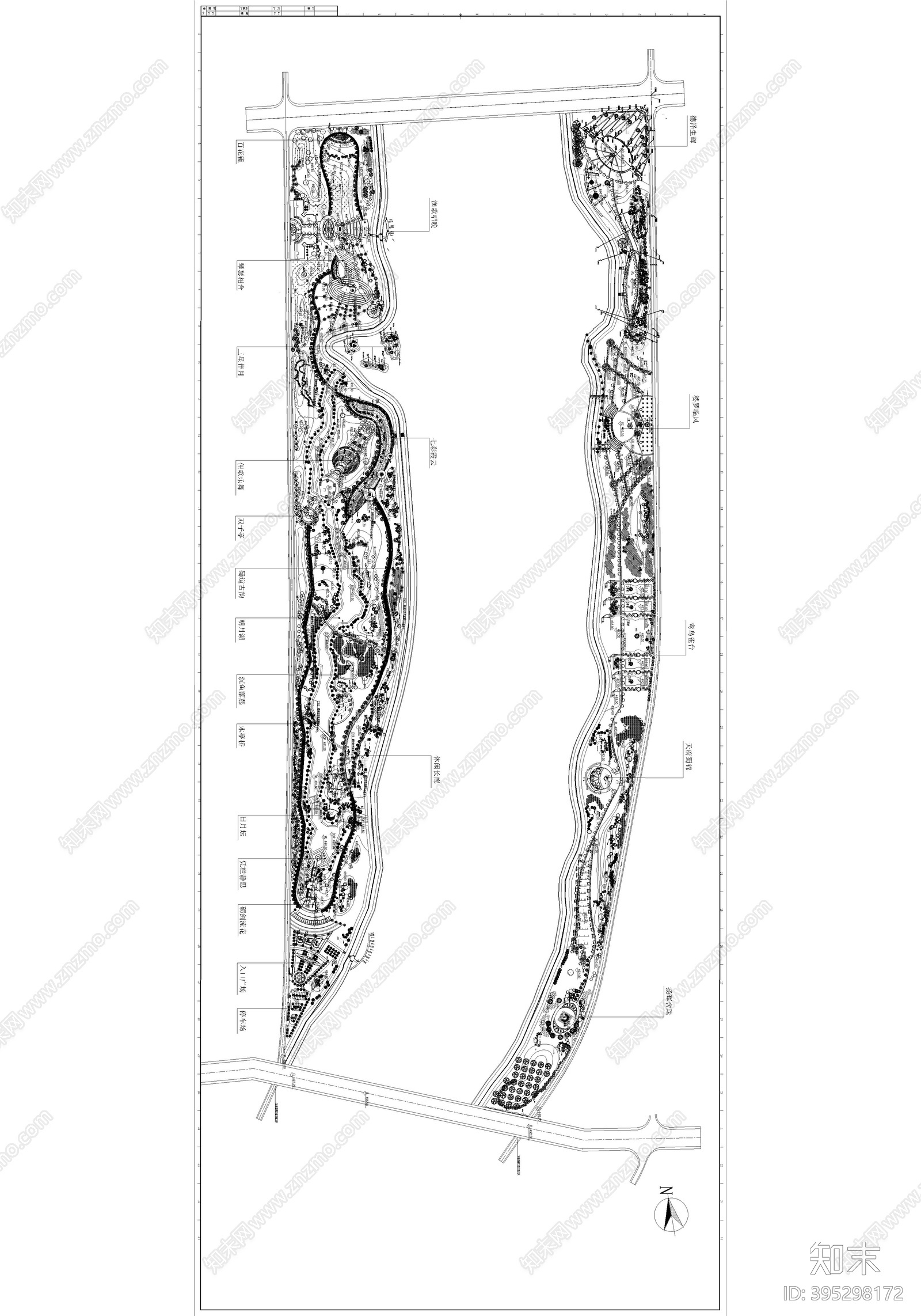 中式风格滨水公园设计施工图下载【ID:395298172】