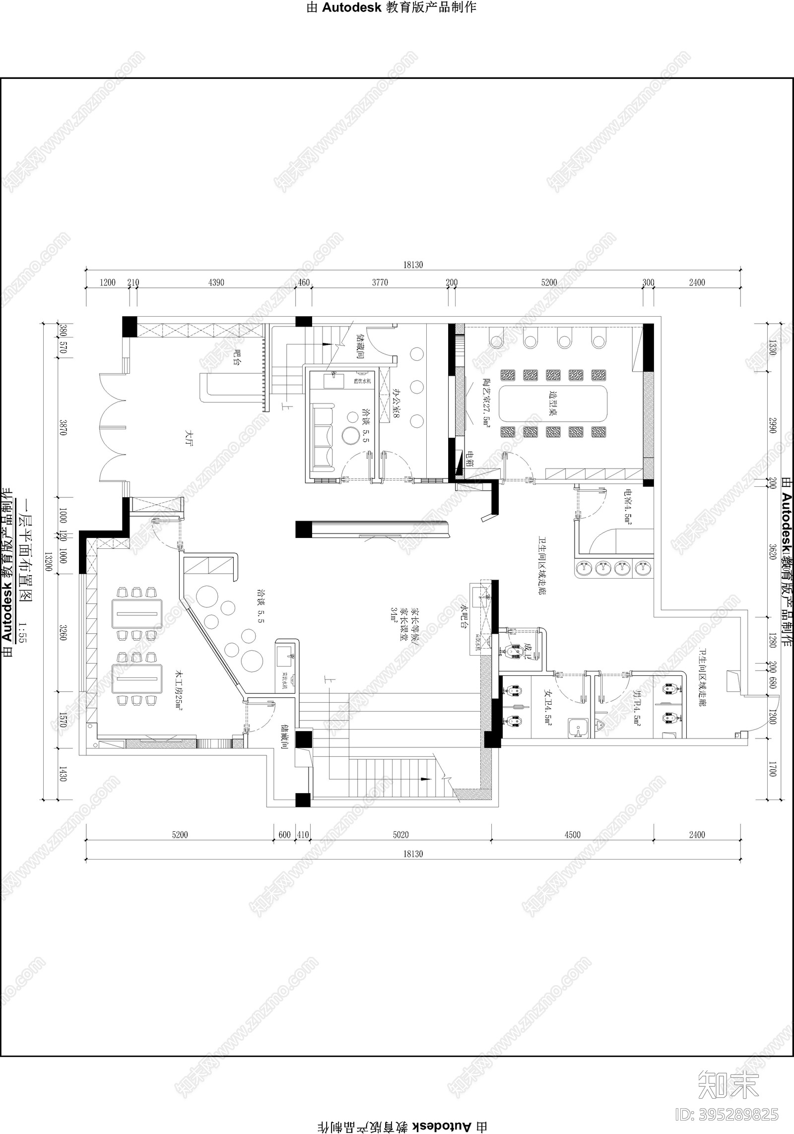 现代美术培训中心cad施工图下载【ID:395289827】