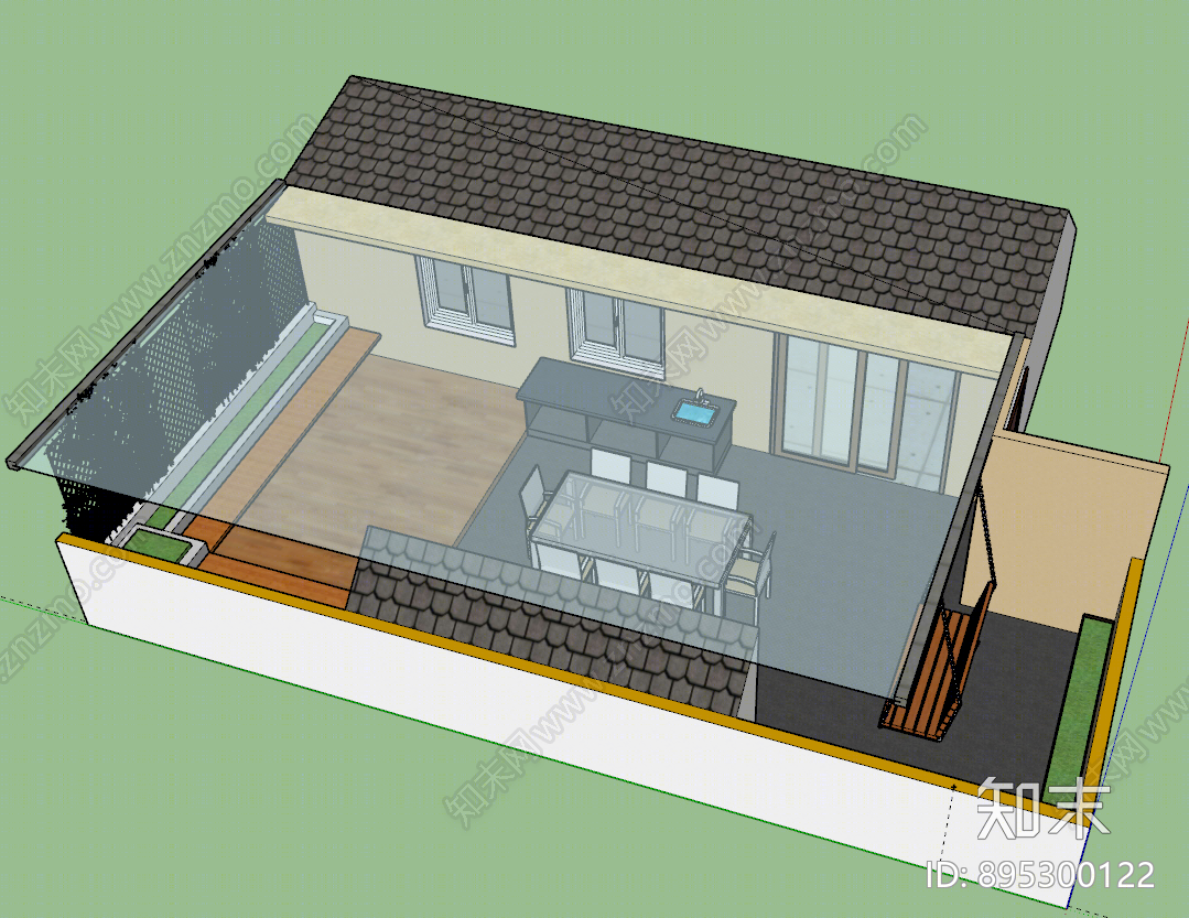 现代屋顶花园SU模型下载【ID:895300122】