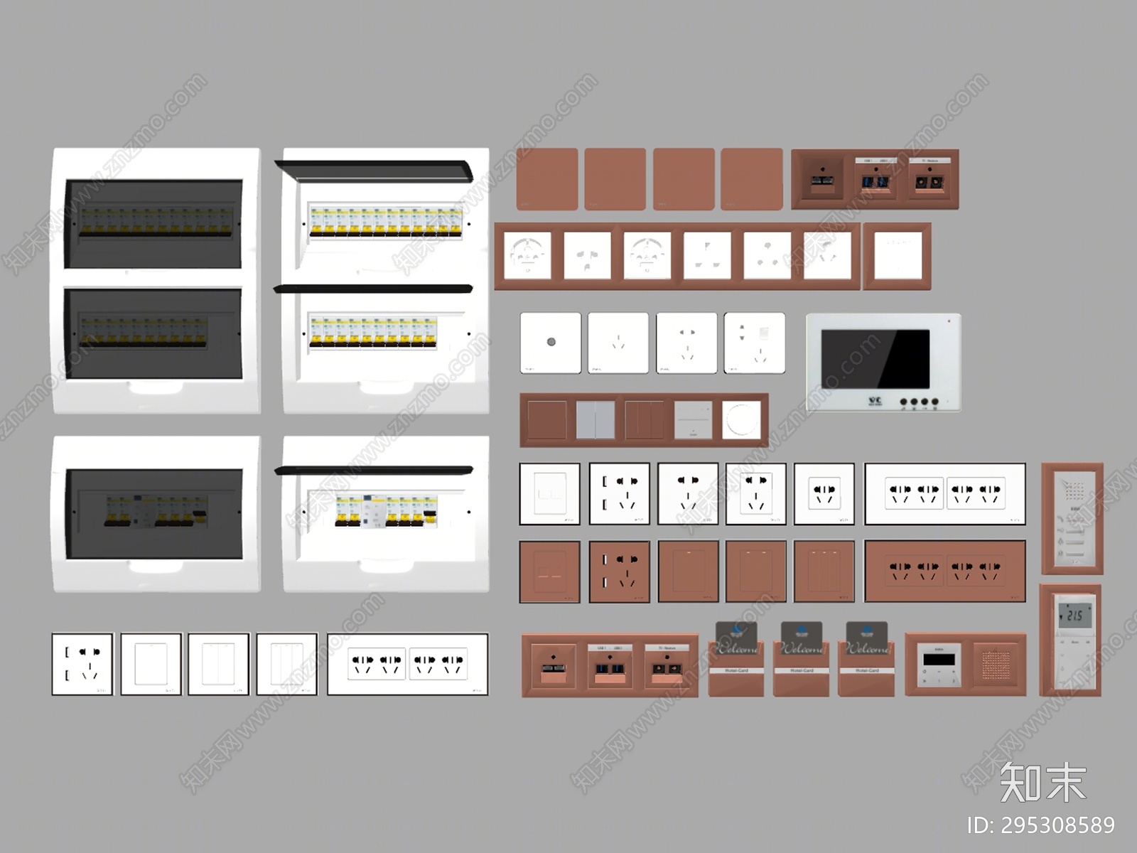 现代开关插座SU模型下载【ID:295308589】