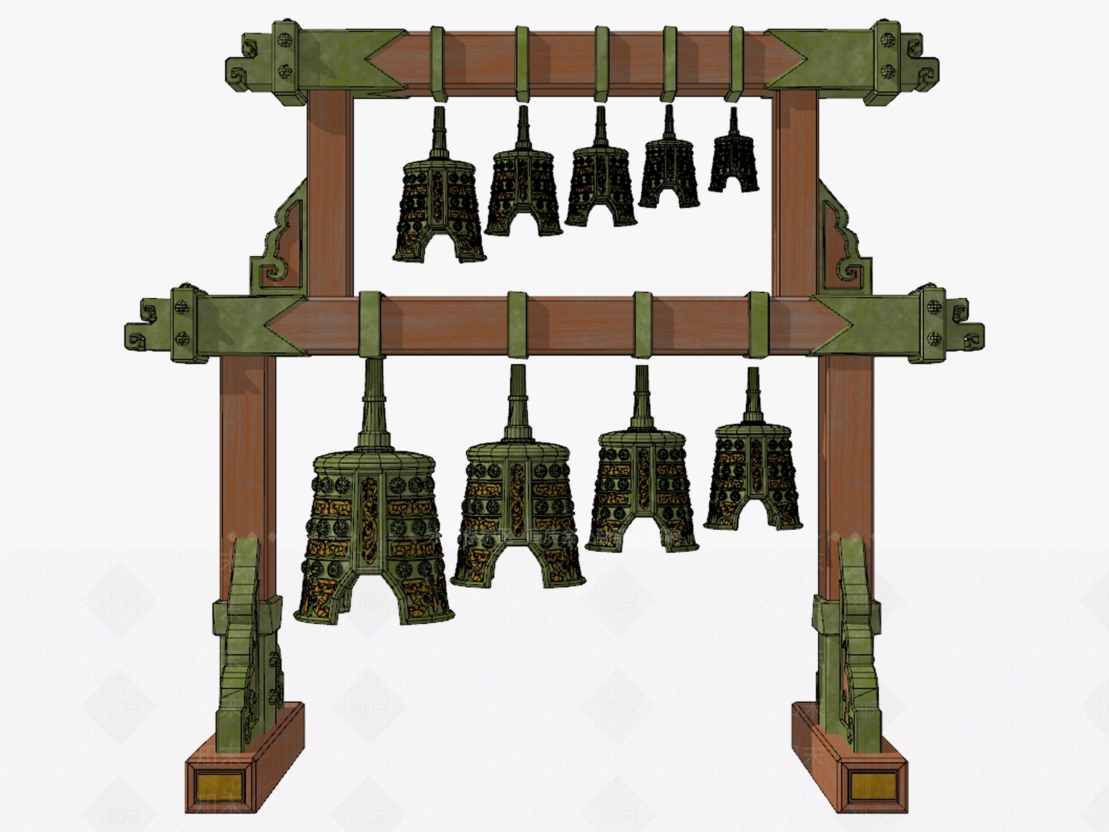 中式青铜编钟SU模型下载【ID:695309150】