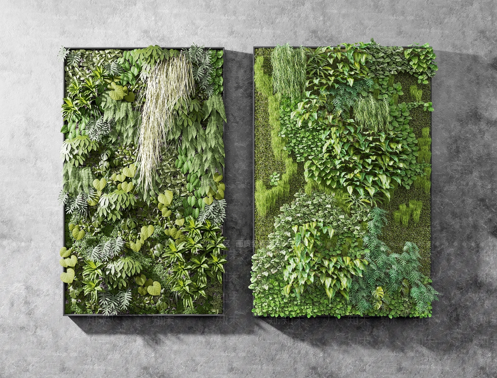 现代绿植墙3D模型下载【ID:495310267】