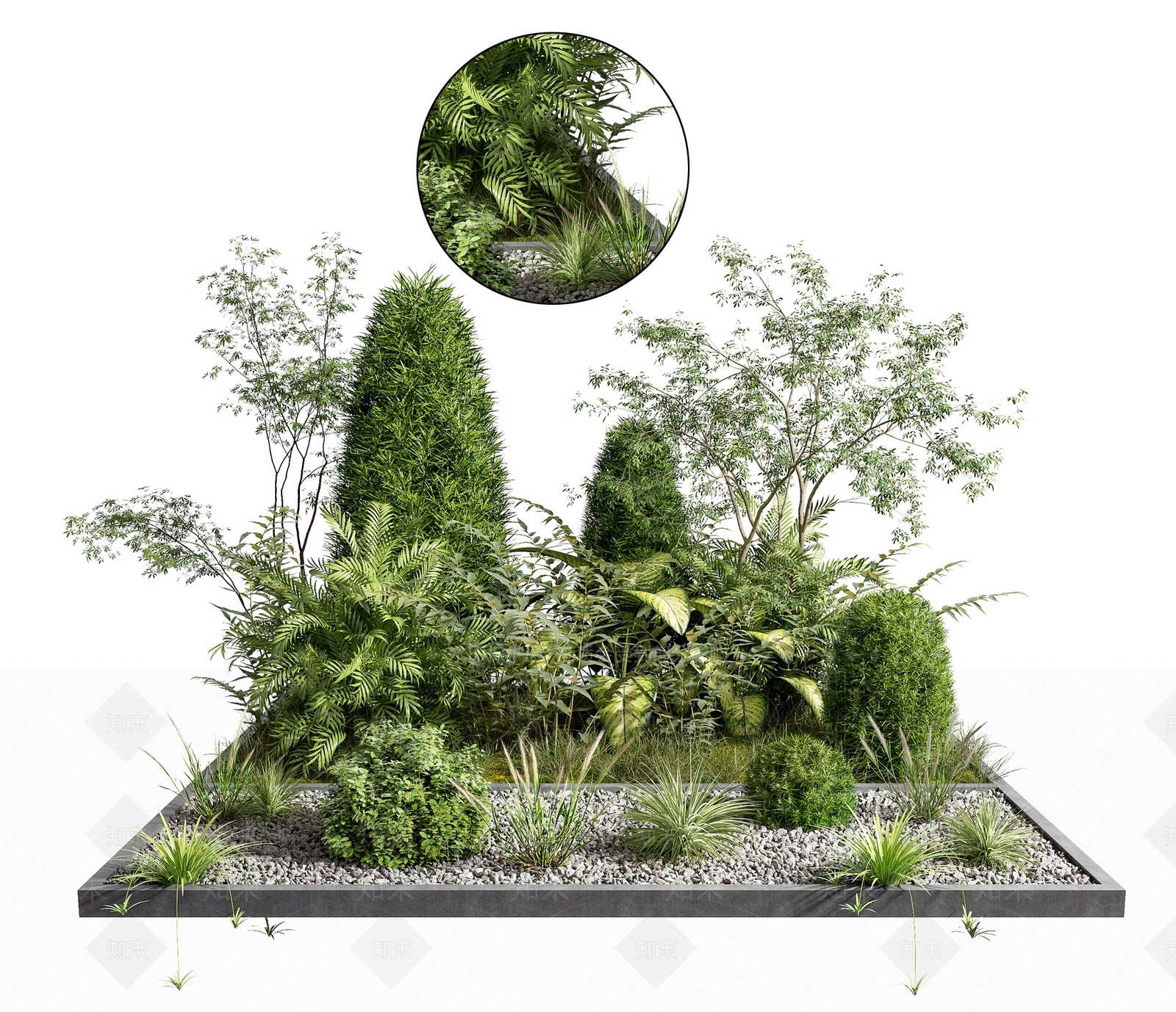 现代景观植物堆3D模型下载【ID:695311715】