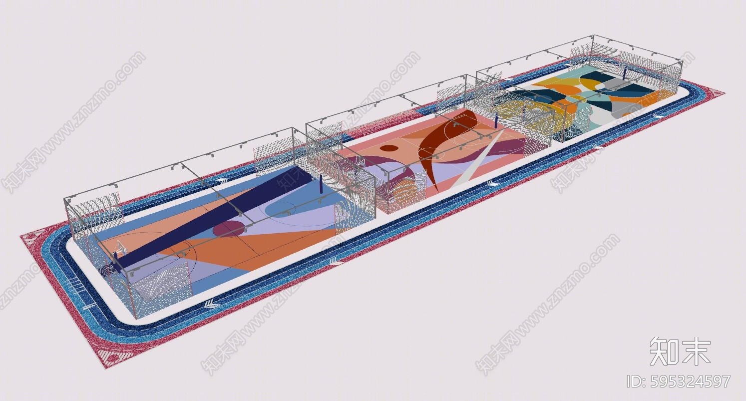 现代篮球场SU模型下载【ID:595324597】