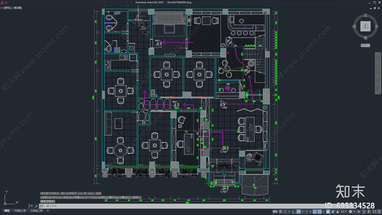 中式茶楼会所施工图下载【ID:695334528】