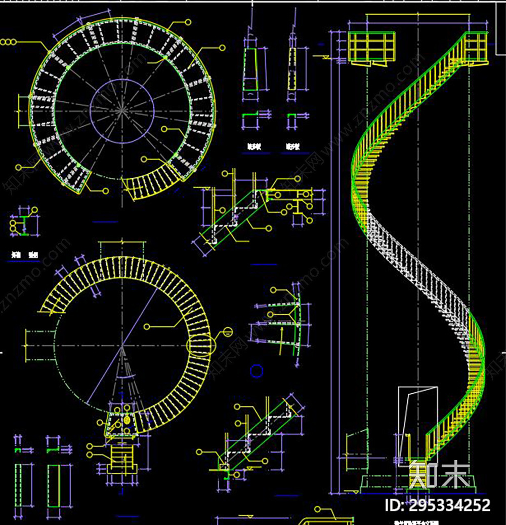 钢烟囱排气筒检测平台旋转楼梯设计施工图下载【ID:295334252】